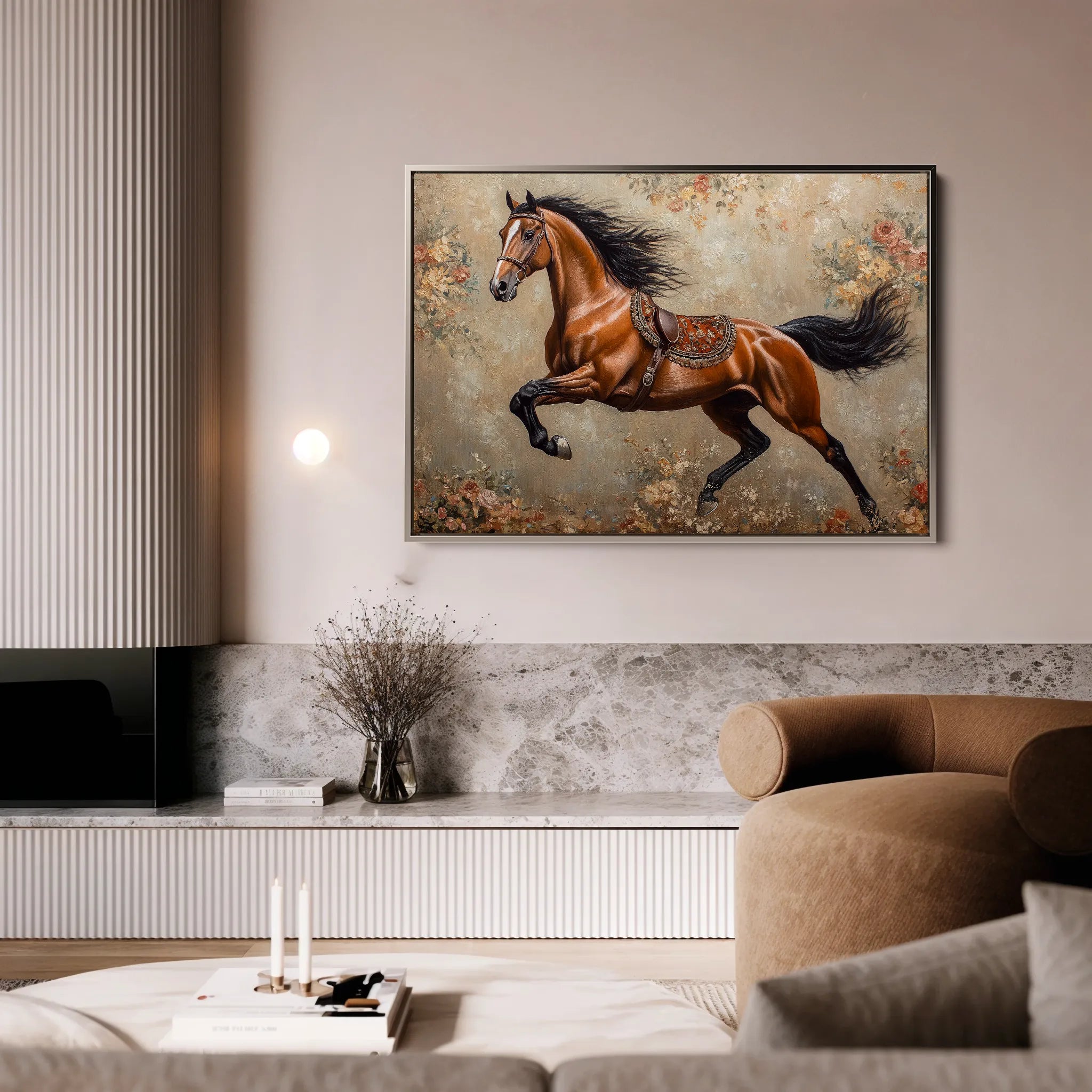 Horses 170 Canvas Art 60 x 40 cm / Black