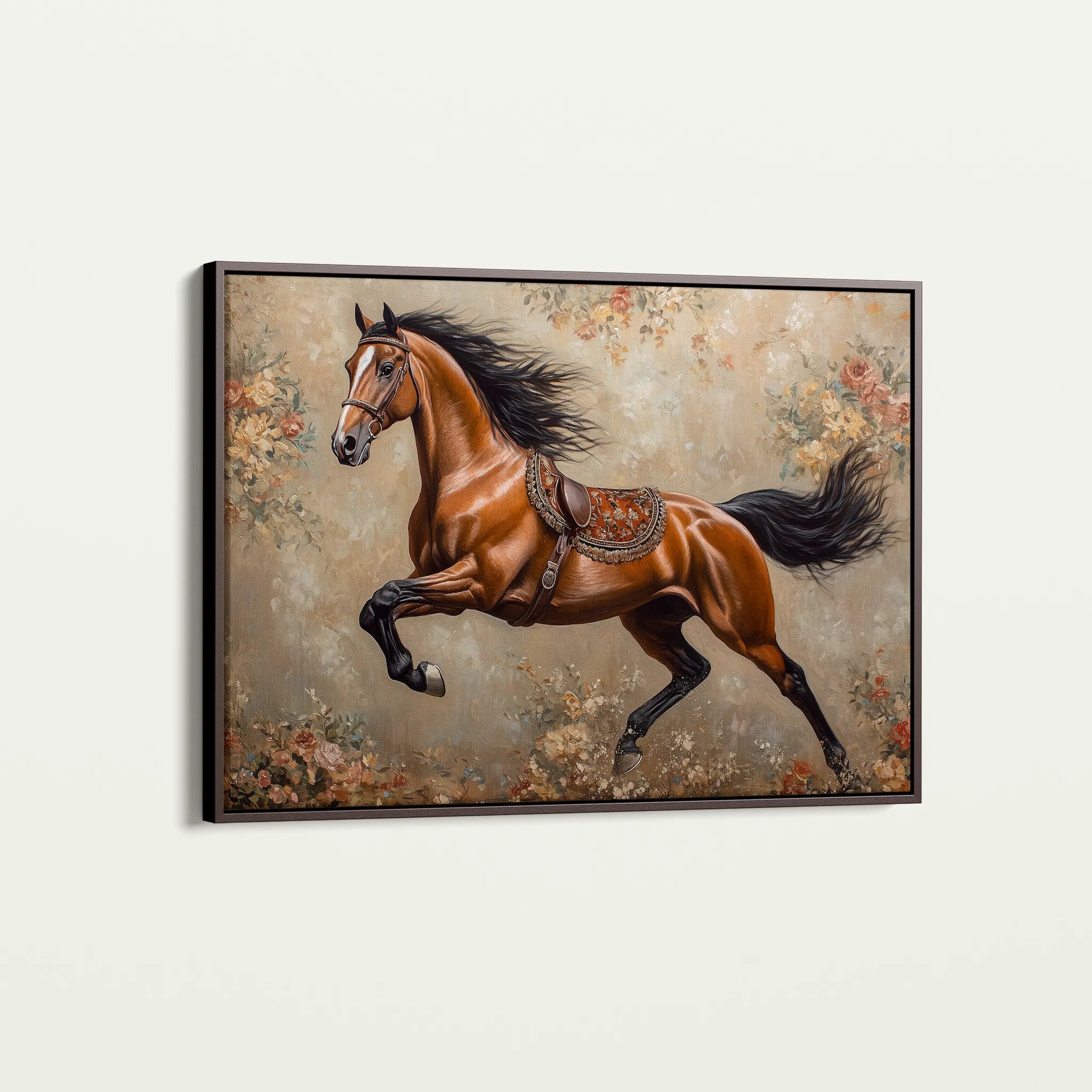 Horses 170 Canvas Art 60 x 40 cm / Black