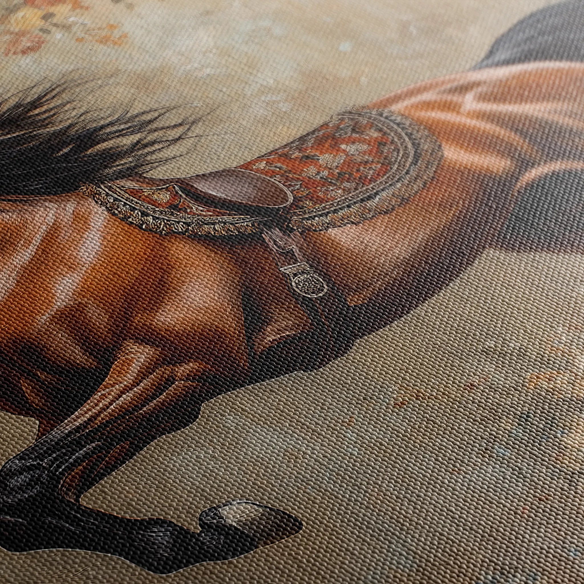 Horses 170 Canvas Art 60 x 40 cm / Black