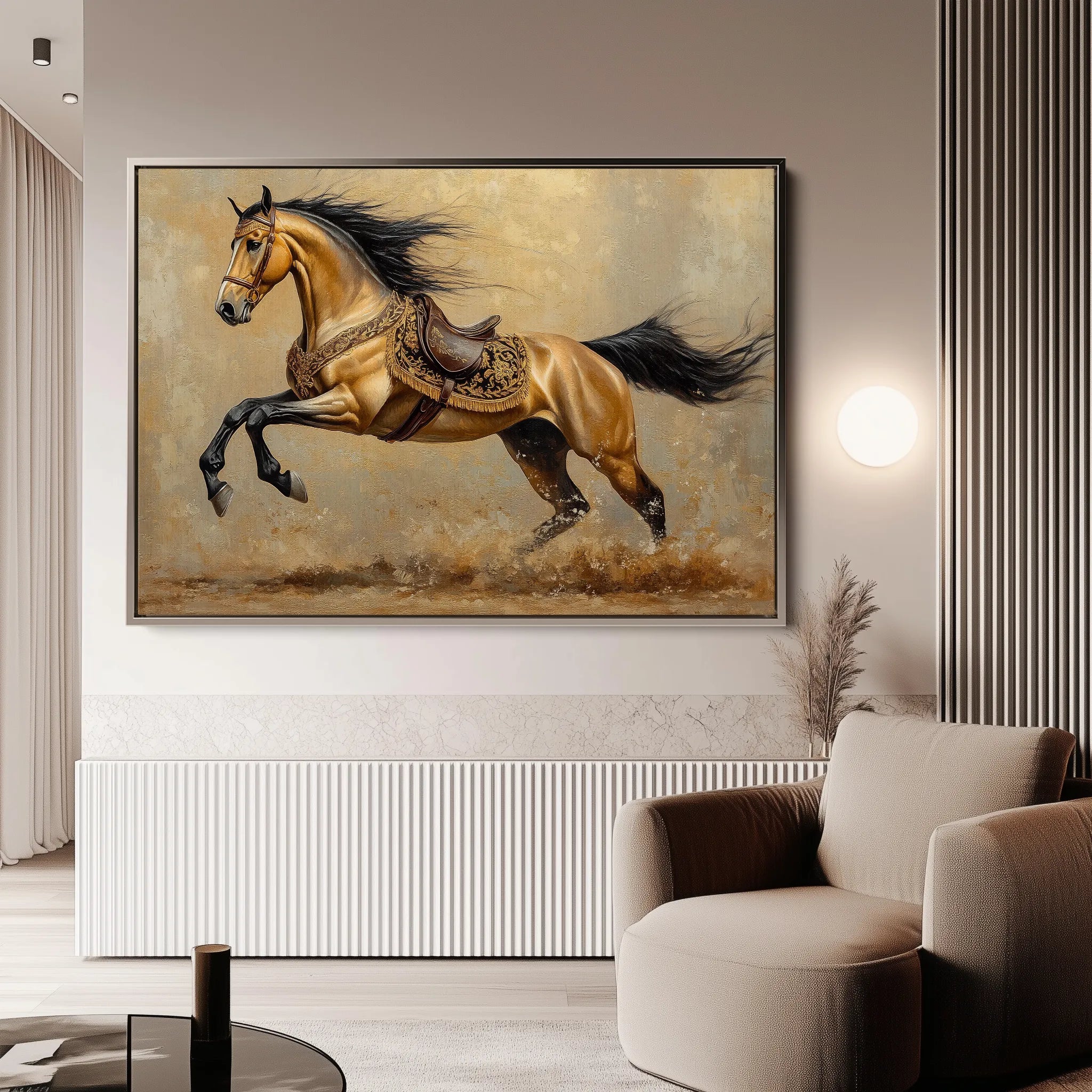 Horses 172 Canvas Art 60 x 40 cm / Black