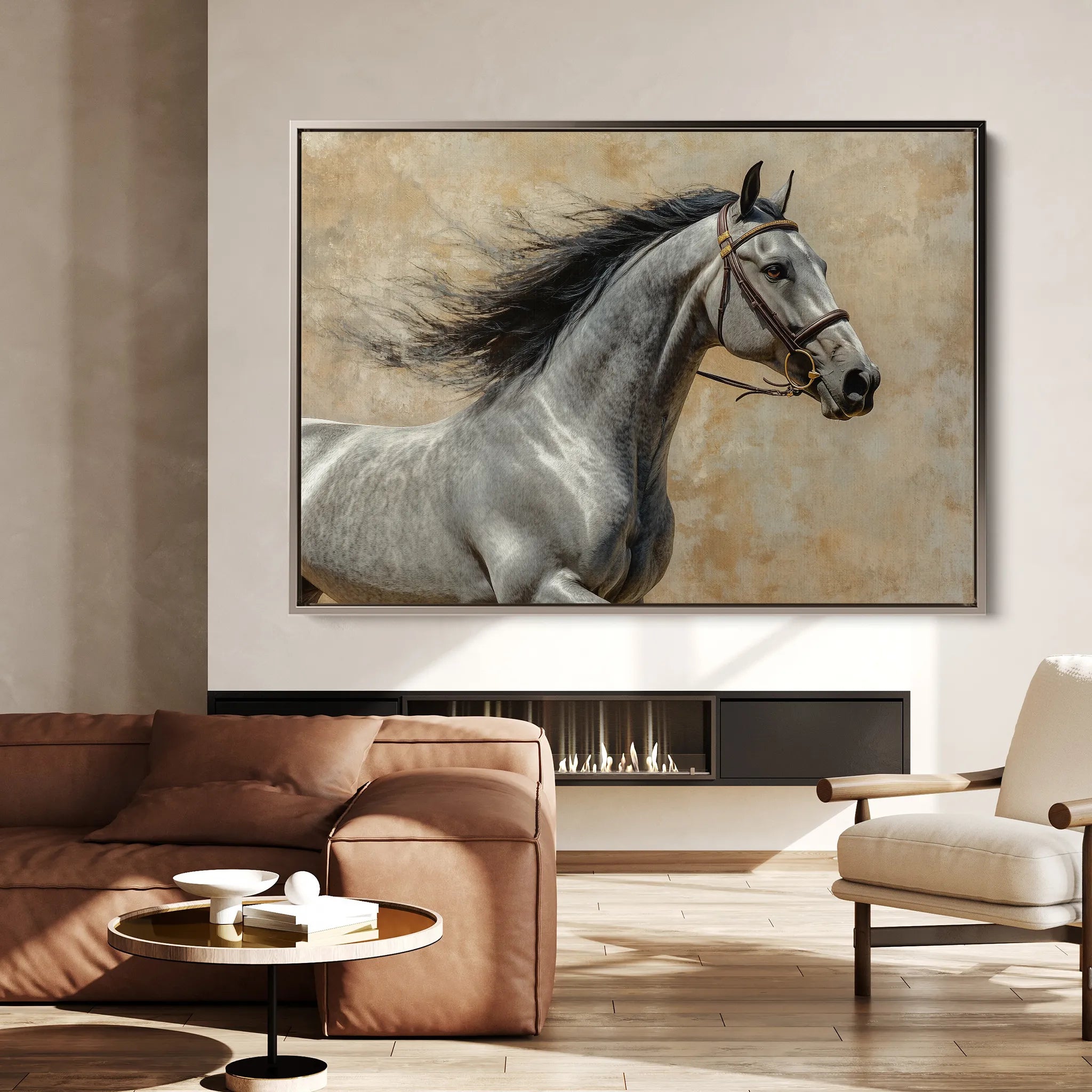Horses 177 Canvas Art 60 x 40 cm / Black