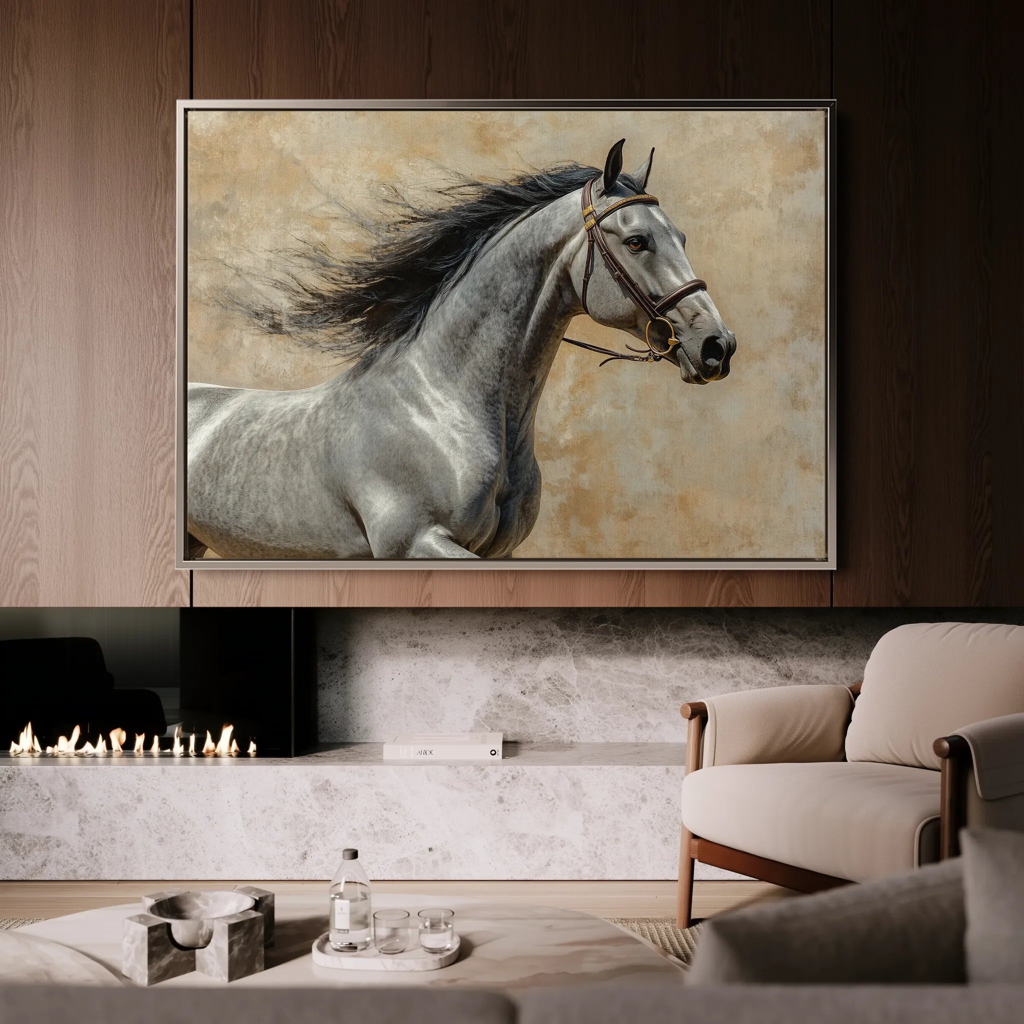 Horses 177 Canvas Art 60 x 40 cm / Black