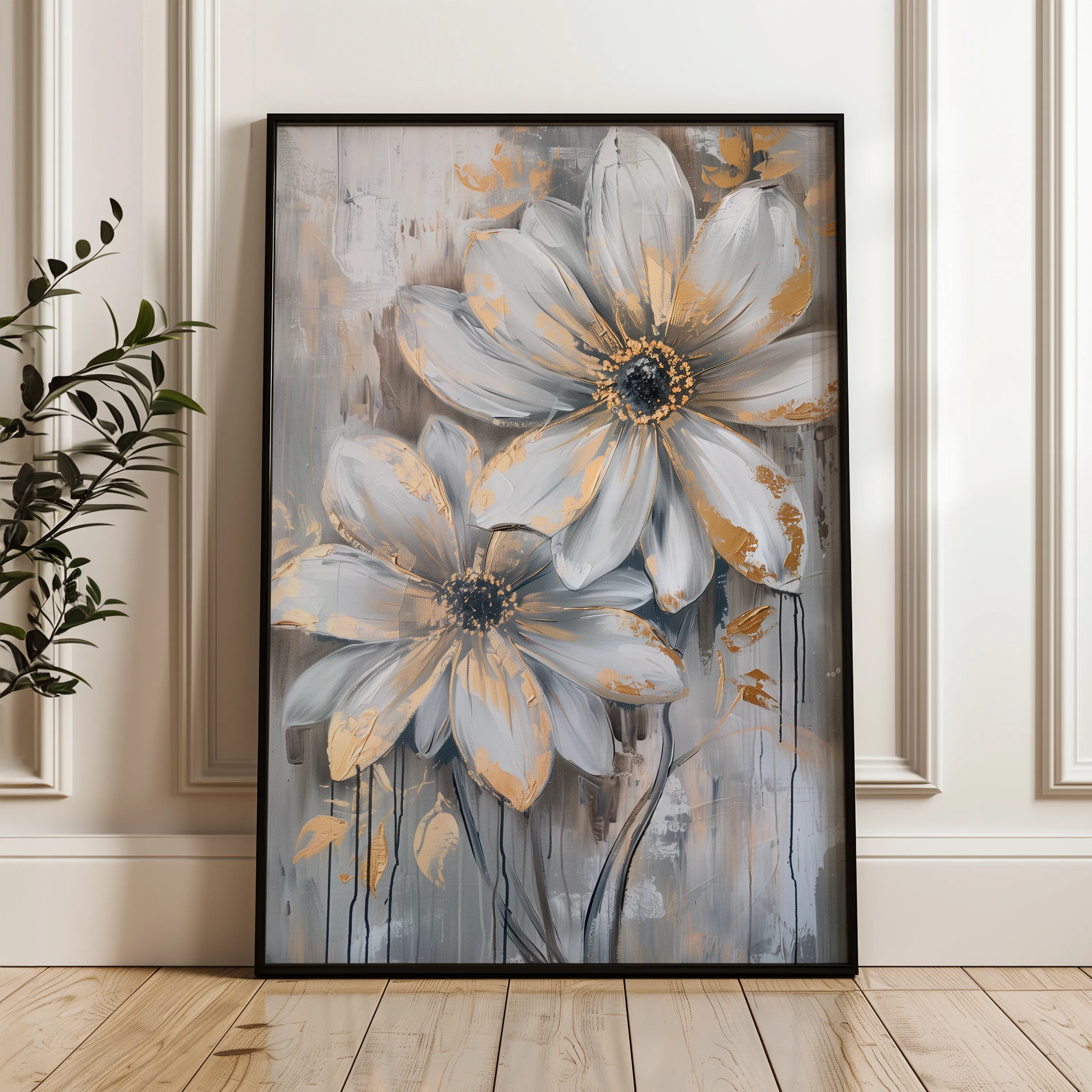 Floral 179 Canvas Art 60 x 40 cm / Black