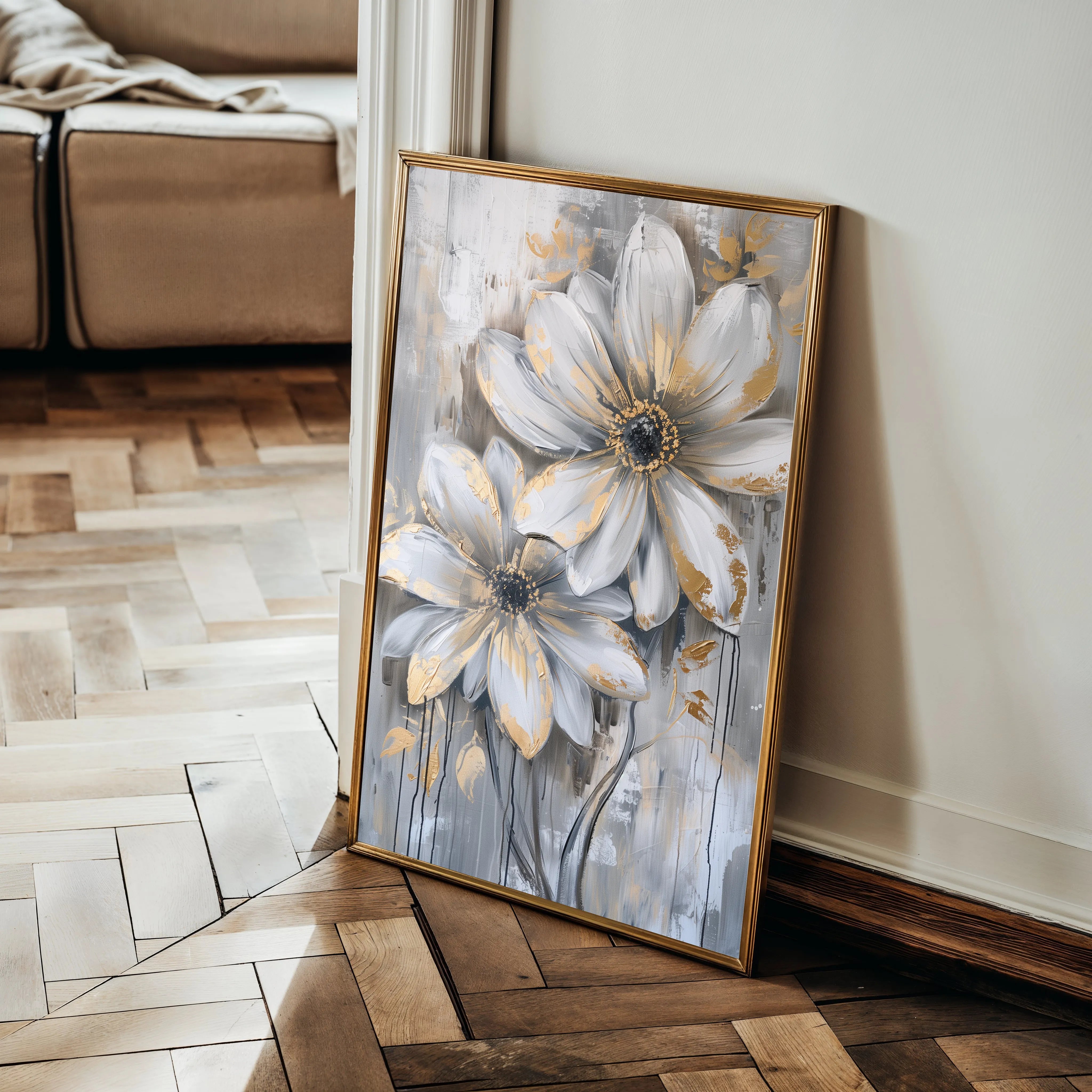 Floral 179 Canvas Art 60 x 40 cm / Black