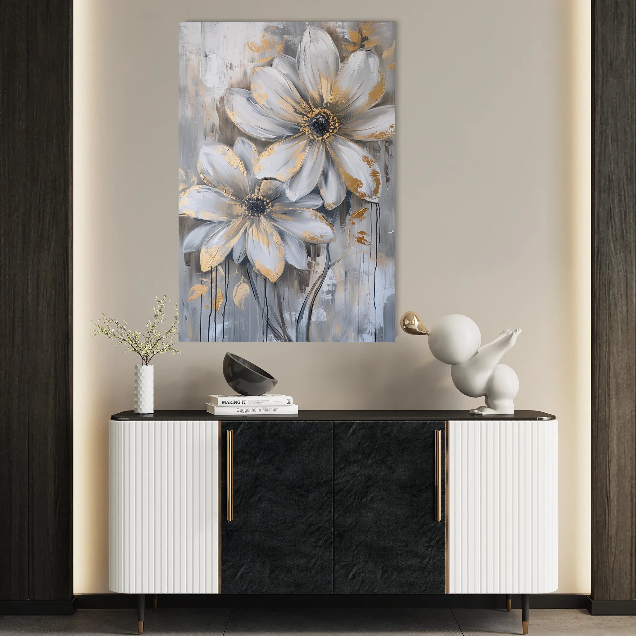 Floral 179 Canvas Art 60 x 40 cm / Black