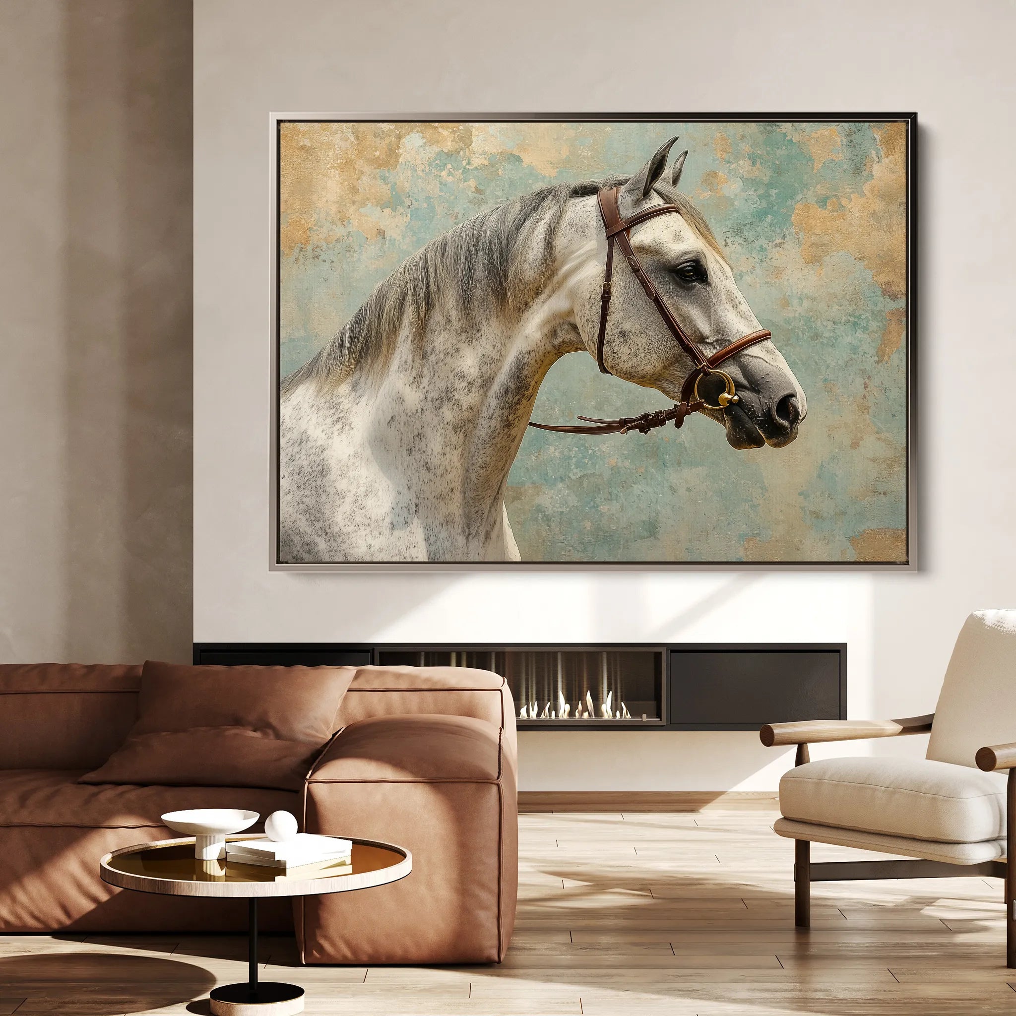 Horses 180 Canvas Art 60 x 40 cm / Black