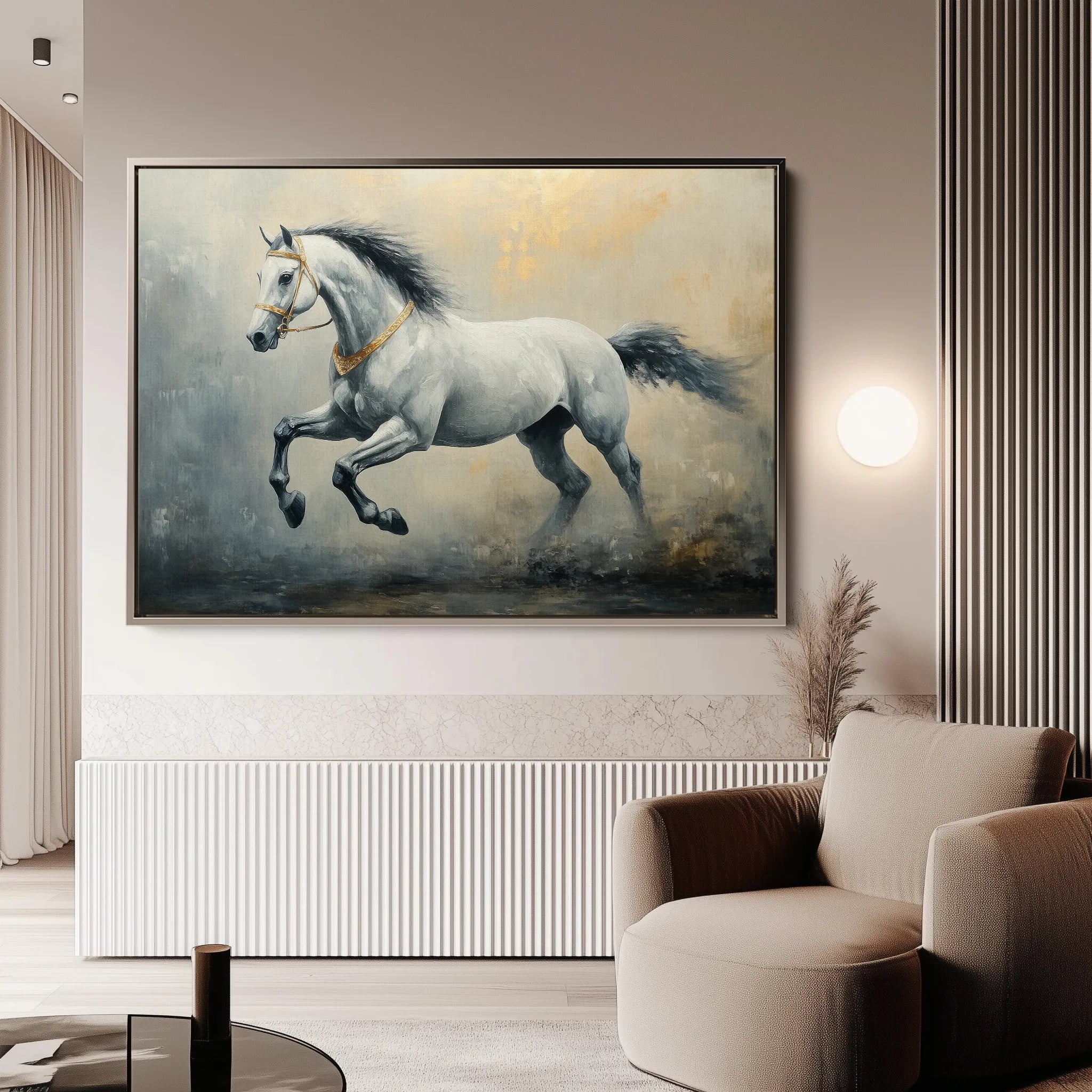 Horses 182 Canvas Art 60 x 40 cm / Black