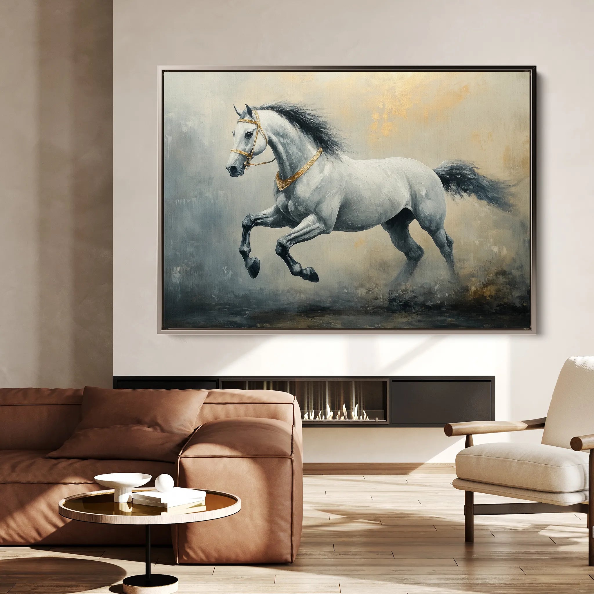 Horses 182 Canvas Art 60 x 40 cm / Black