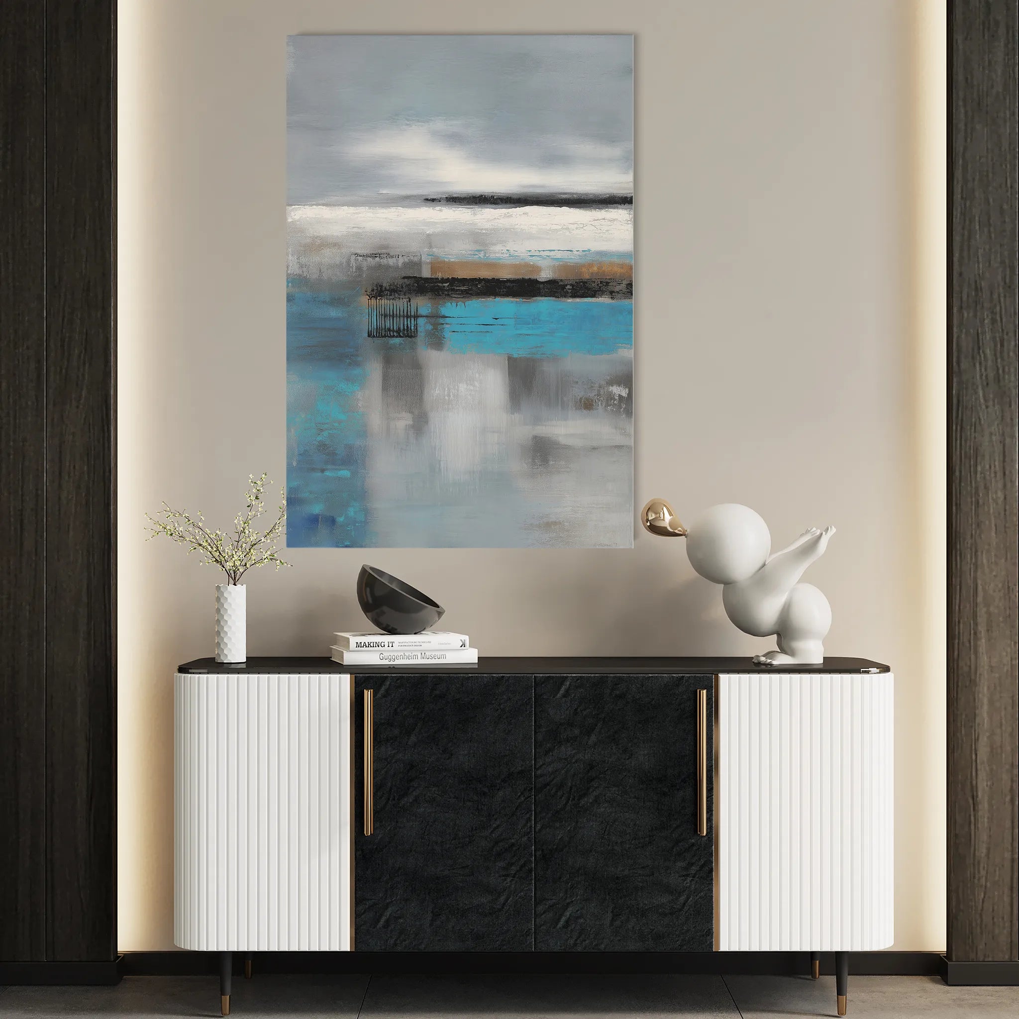 Abstract 1837 Canvas Art 60 x 40 cm / Black