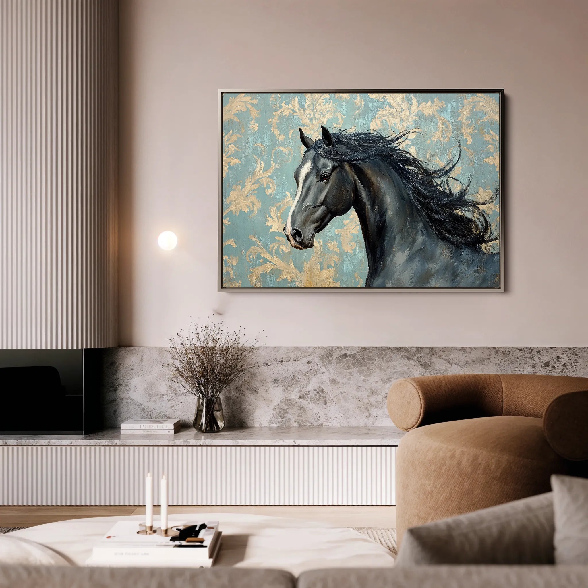 Horses 184 Canvas Art 60 x 40 cm / Black