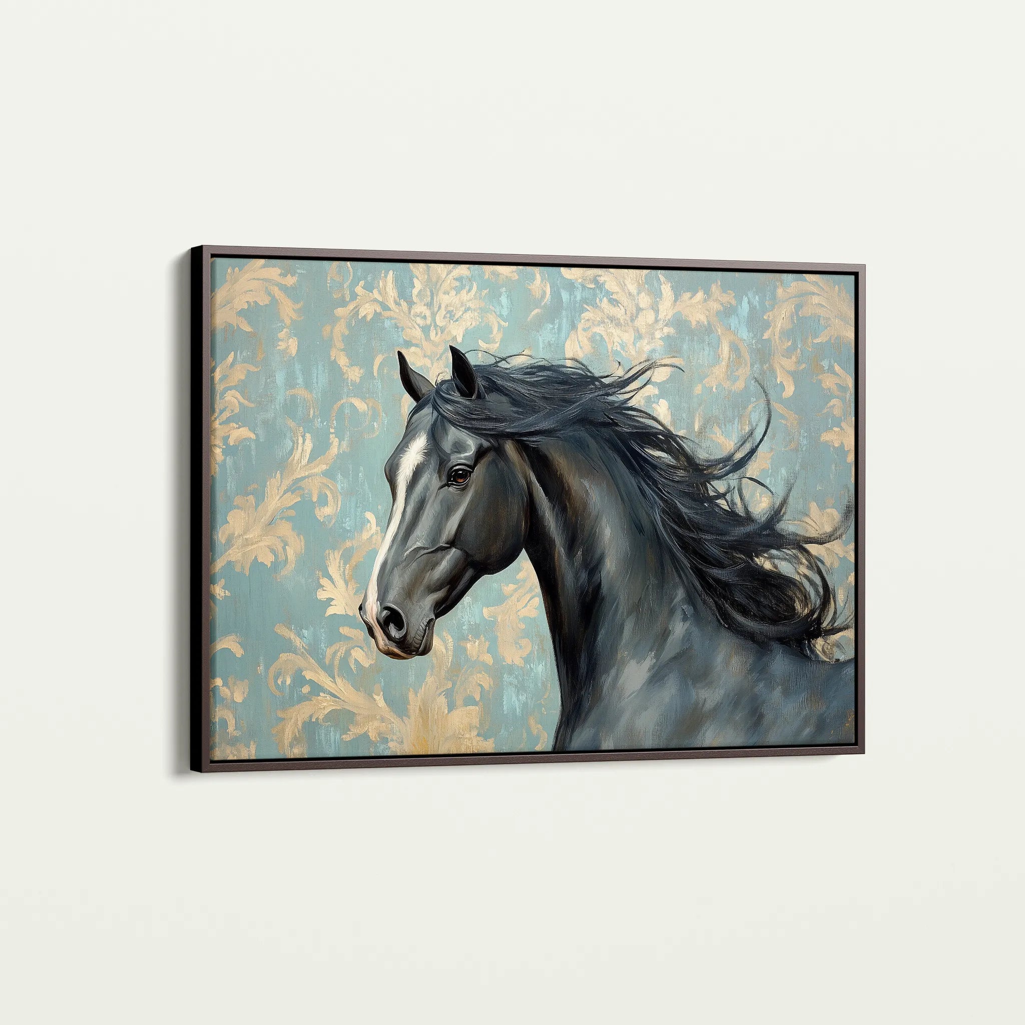 Horses 184 Canvas Art 60 x 40 cm / Black