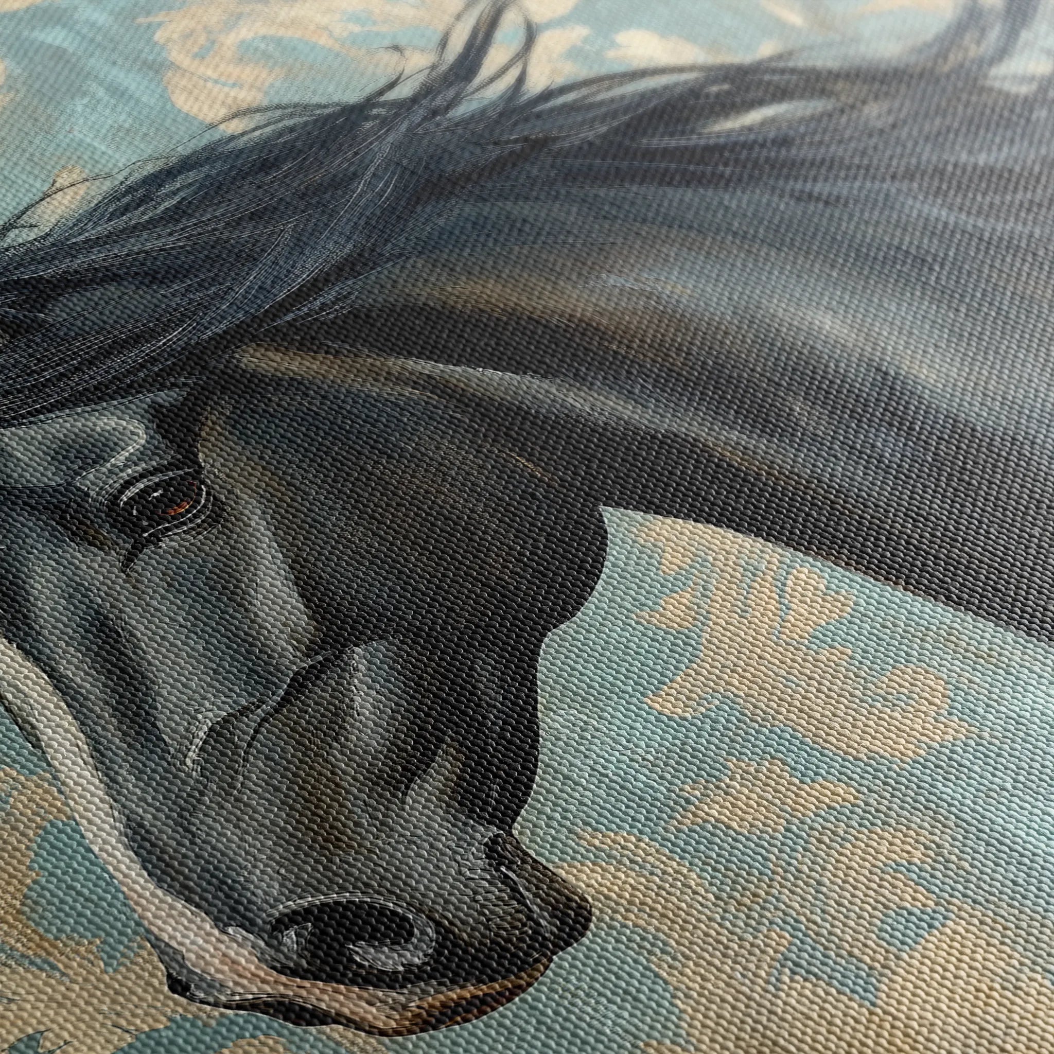 Horses 184 Canvas Art 60 x 40 cm / Black
