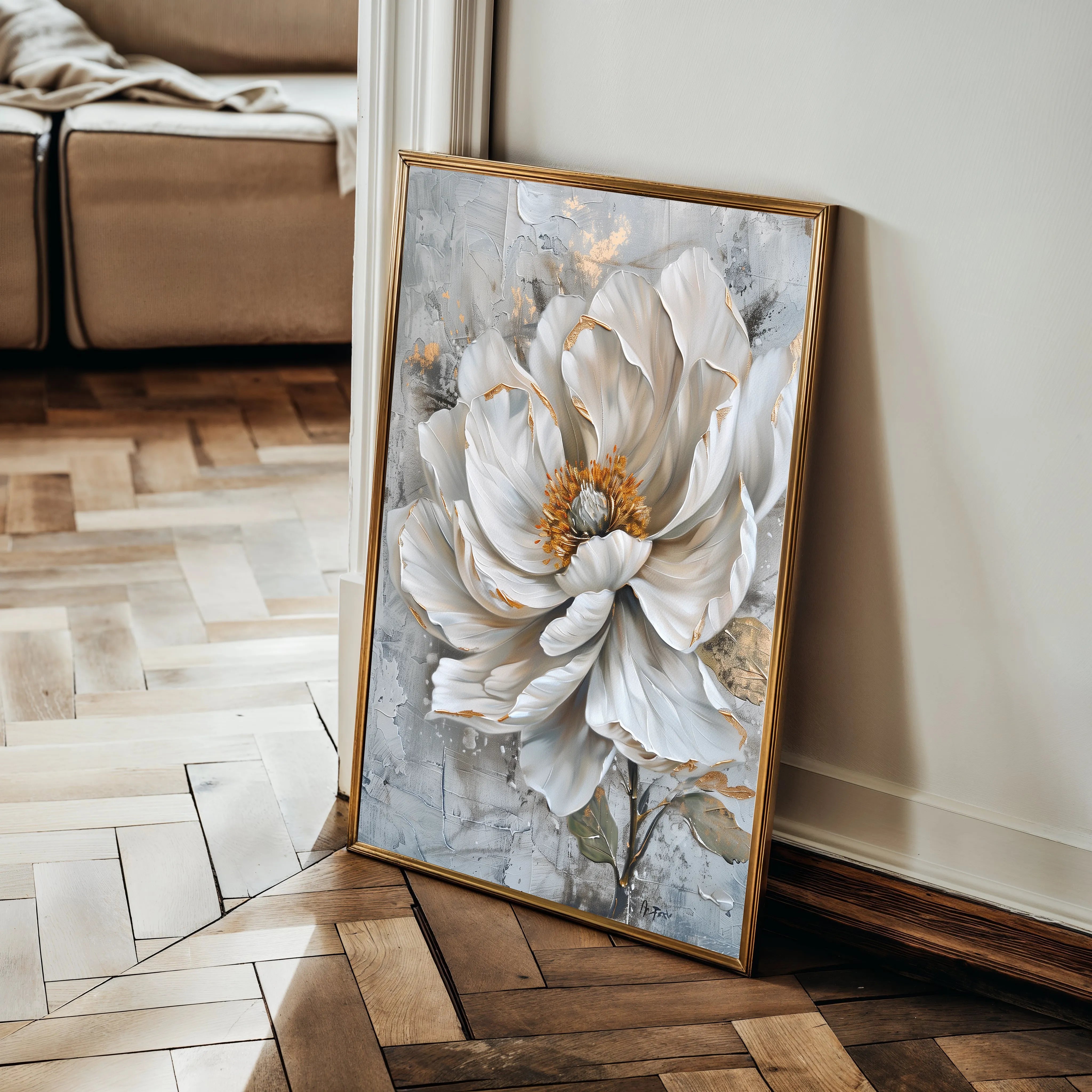 Floral 186 Canvas Art 60 x 40 cm / Black