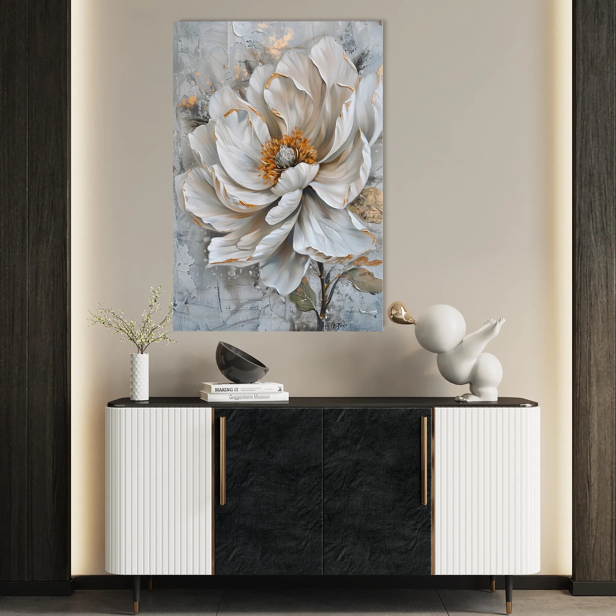 Floral 186 Canvas Art 60 x 40 cm / Black