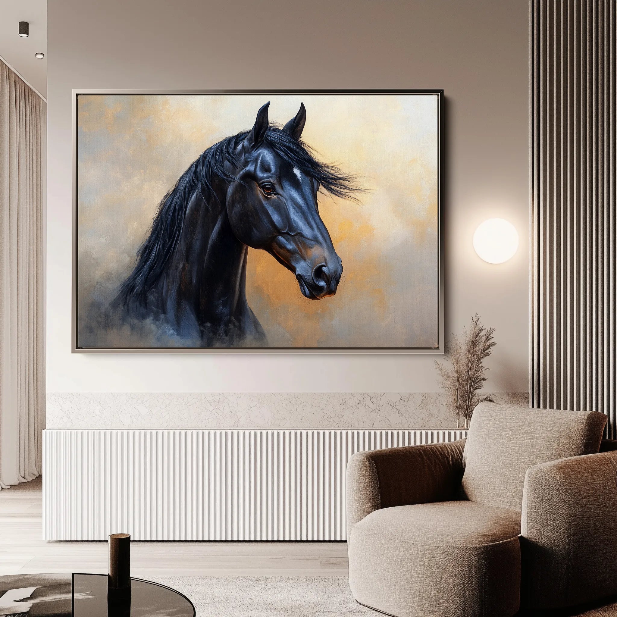 Horses 186 Canvas Art 60 x 40 cm / Black