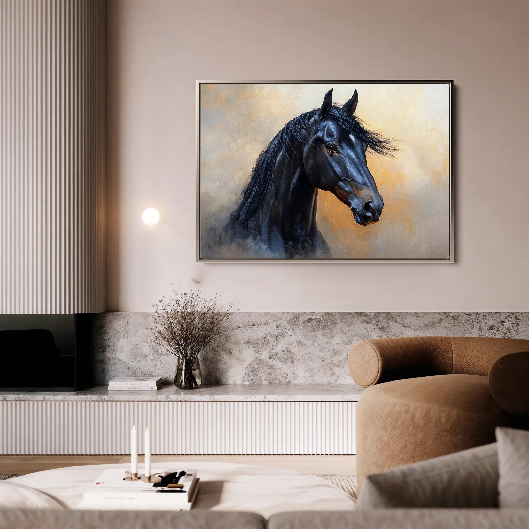 Horses 186 Canvas Art 60 x 40 cm / Black