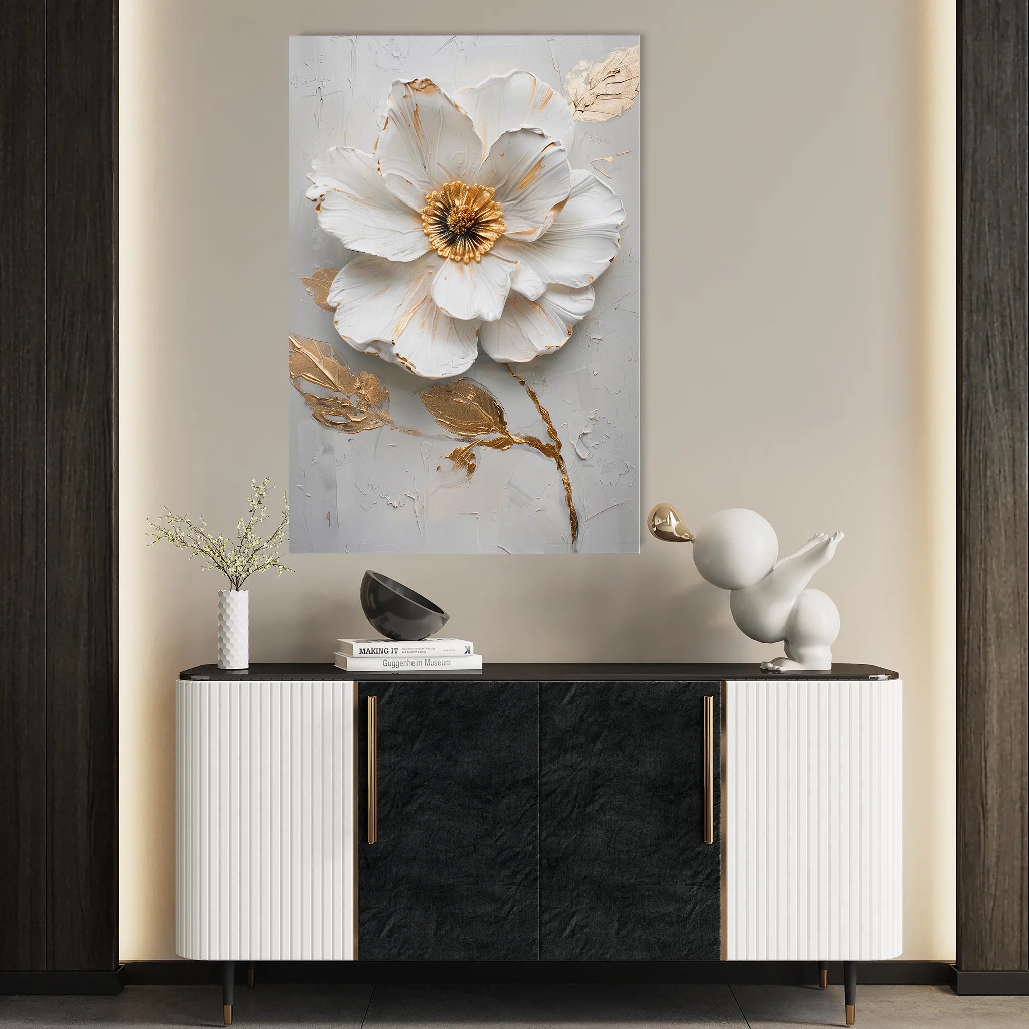 Floral 187 Canvas Art 60 x 40 cm / Black