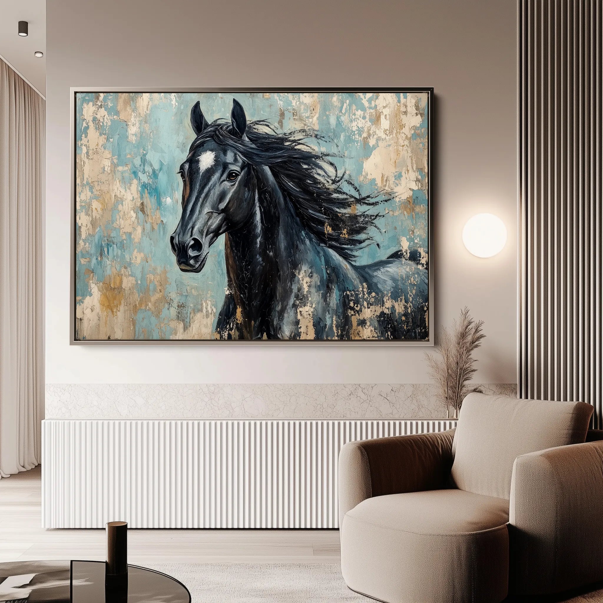 Horses 187 Canvas Art 60 x 40 cm / Black