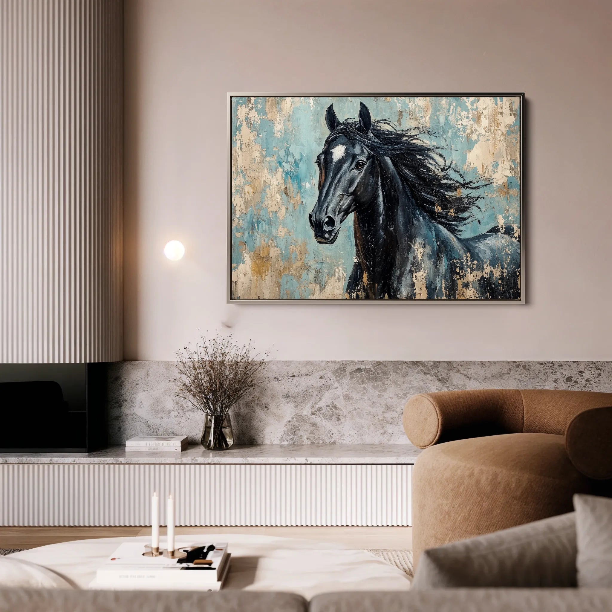 Horses 187 Canvas Art 60 x 40 cm / Black