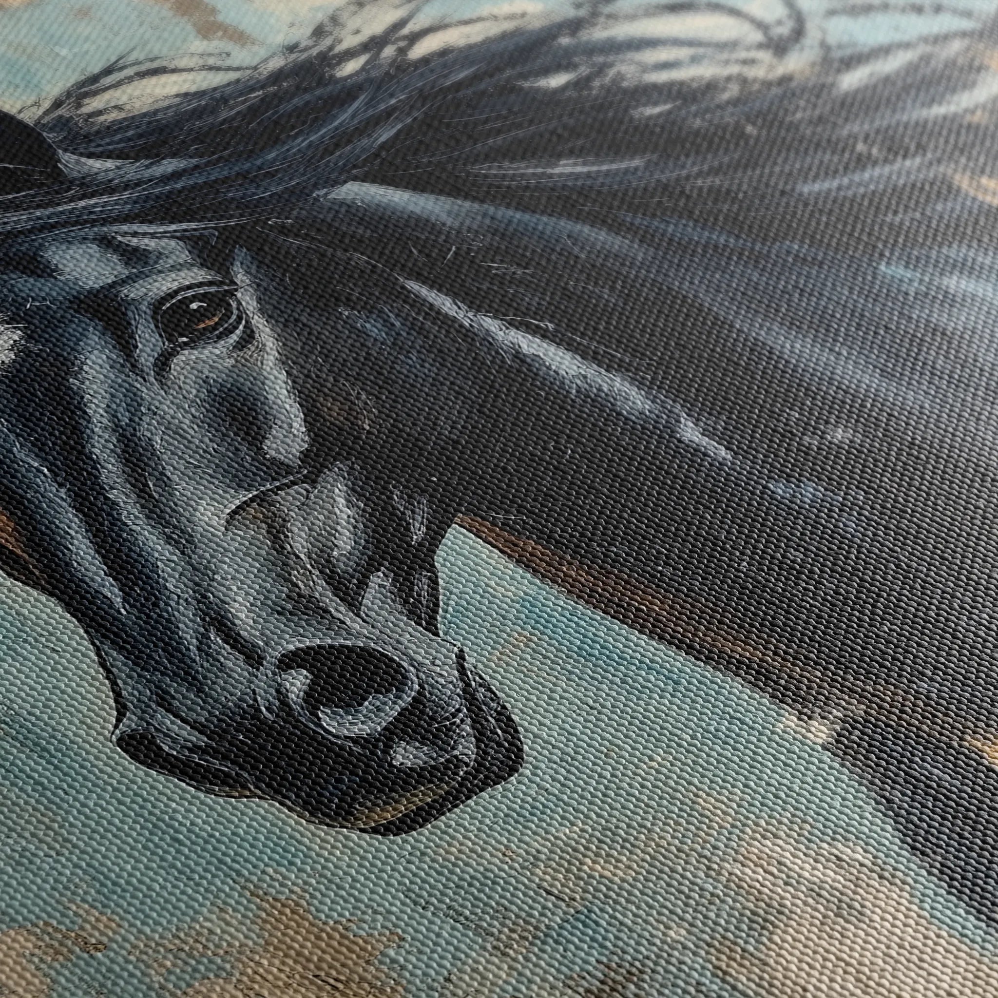 Horses 187 Canvas Art 60 x 40 cm / Black