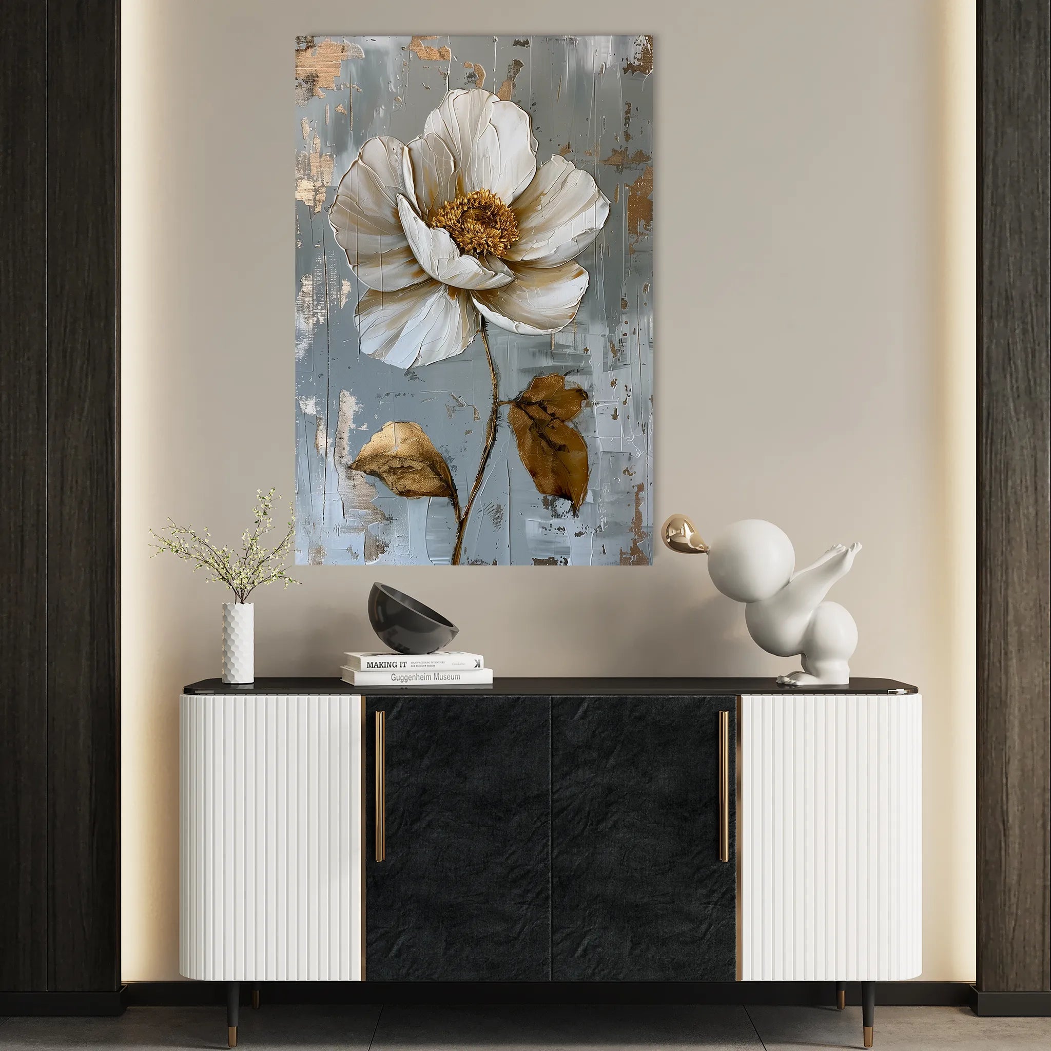 Floral 188 Canvas Art 60 x 40 cm / Black
