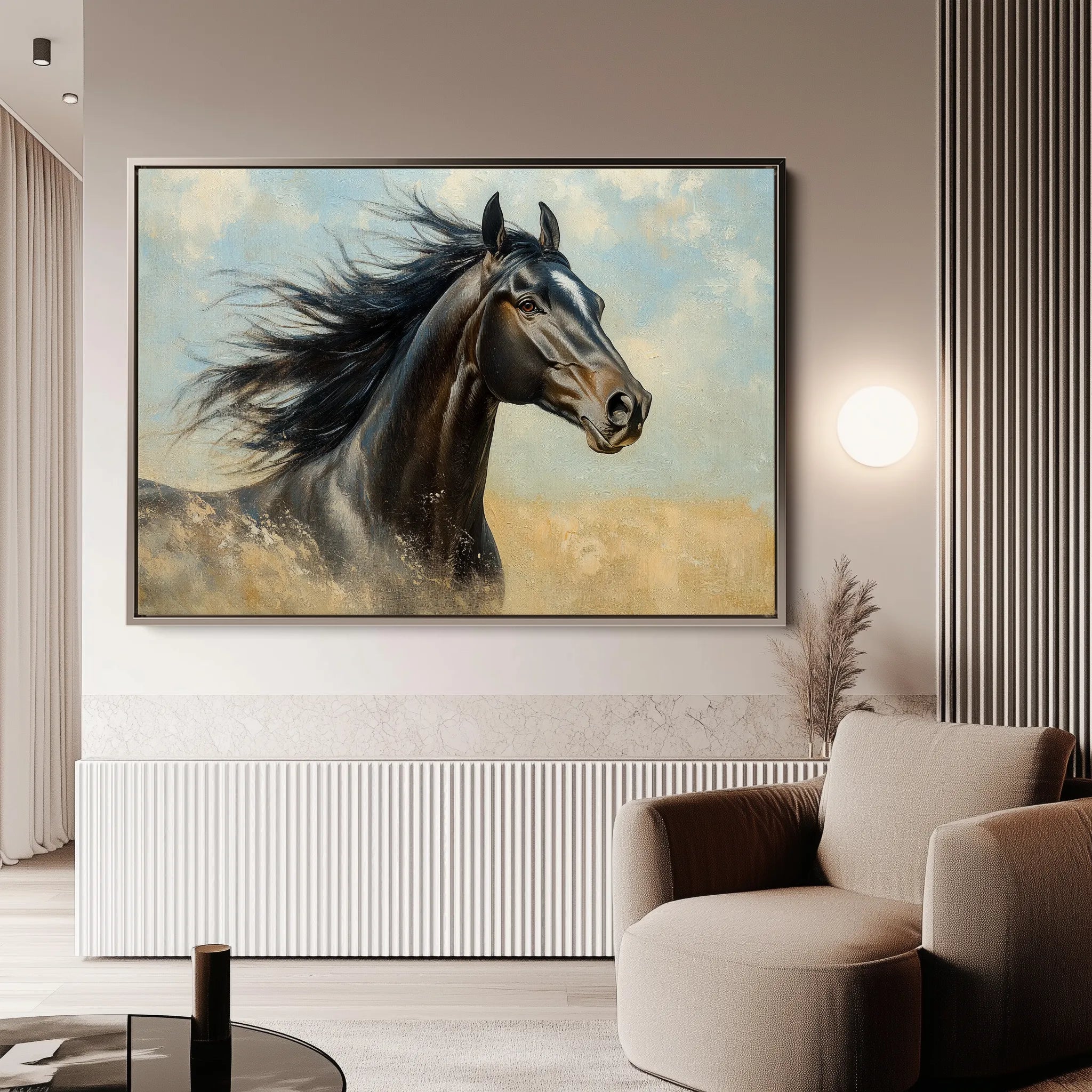 Horses 188 Canvas Art 60 x 40 cm / Black