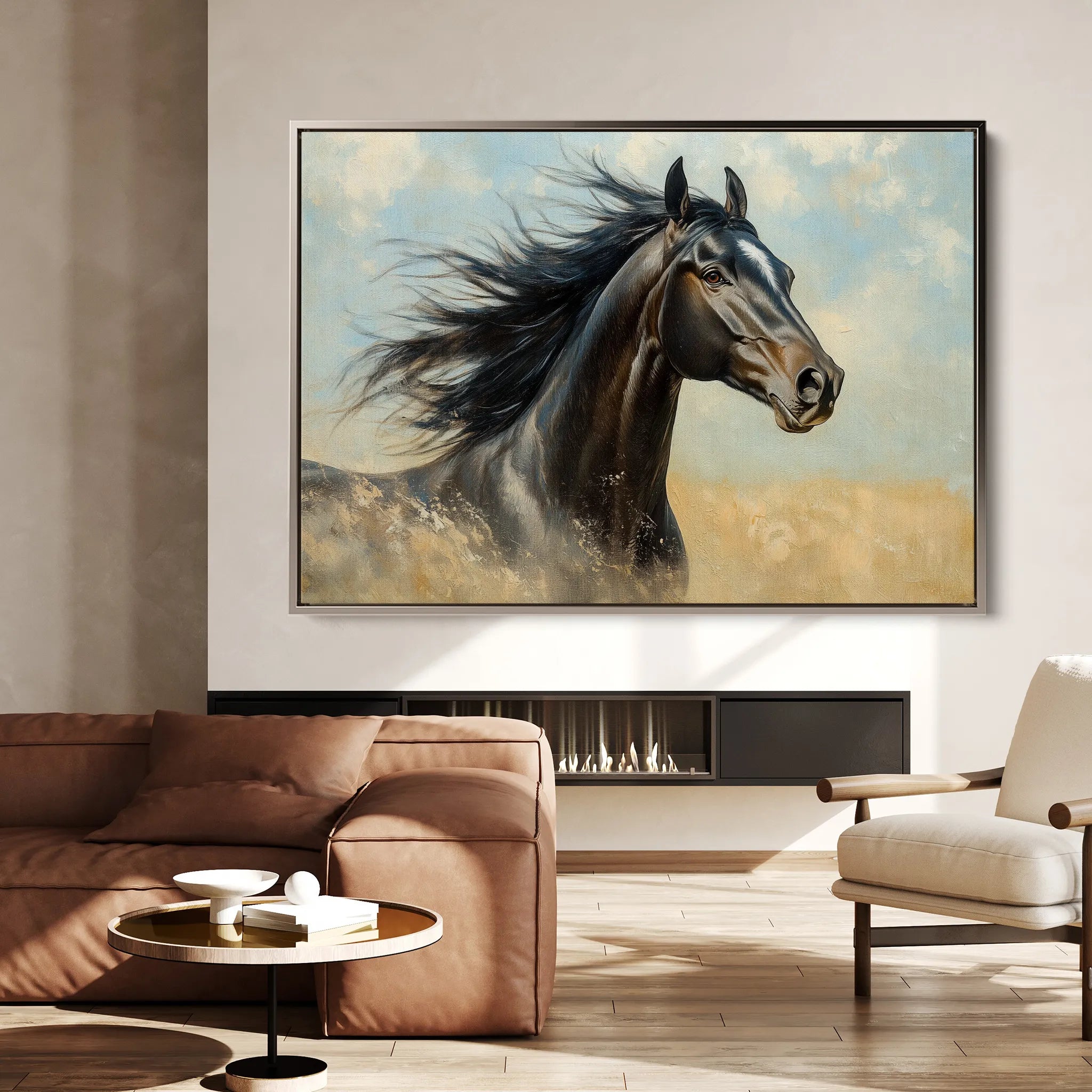 Horses 188 Canvas Art 60 x 40 cm / Black