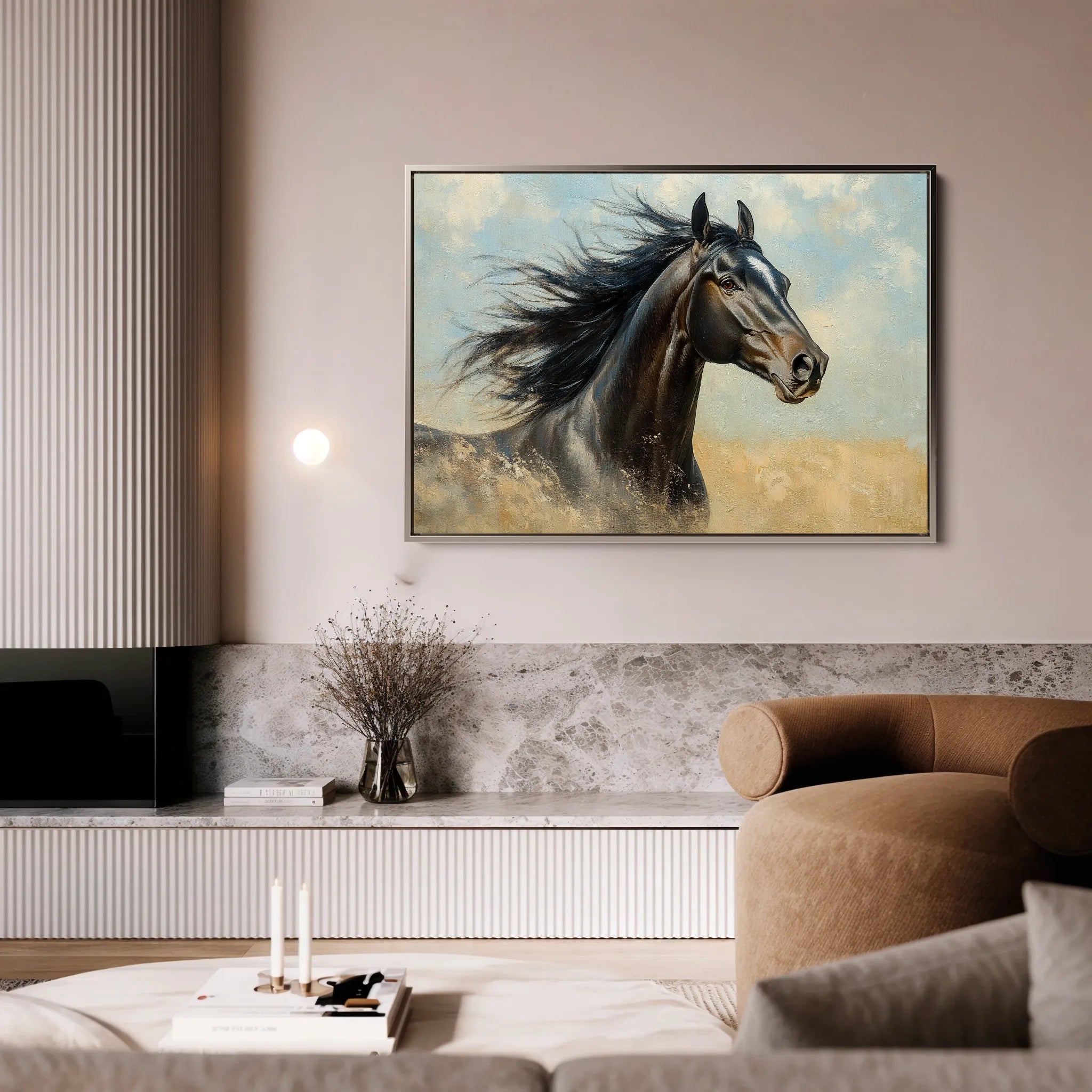 Horses 188 Canvas Art 60 x 40 cm / Black