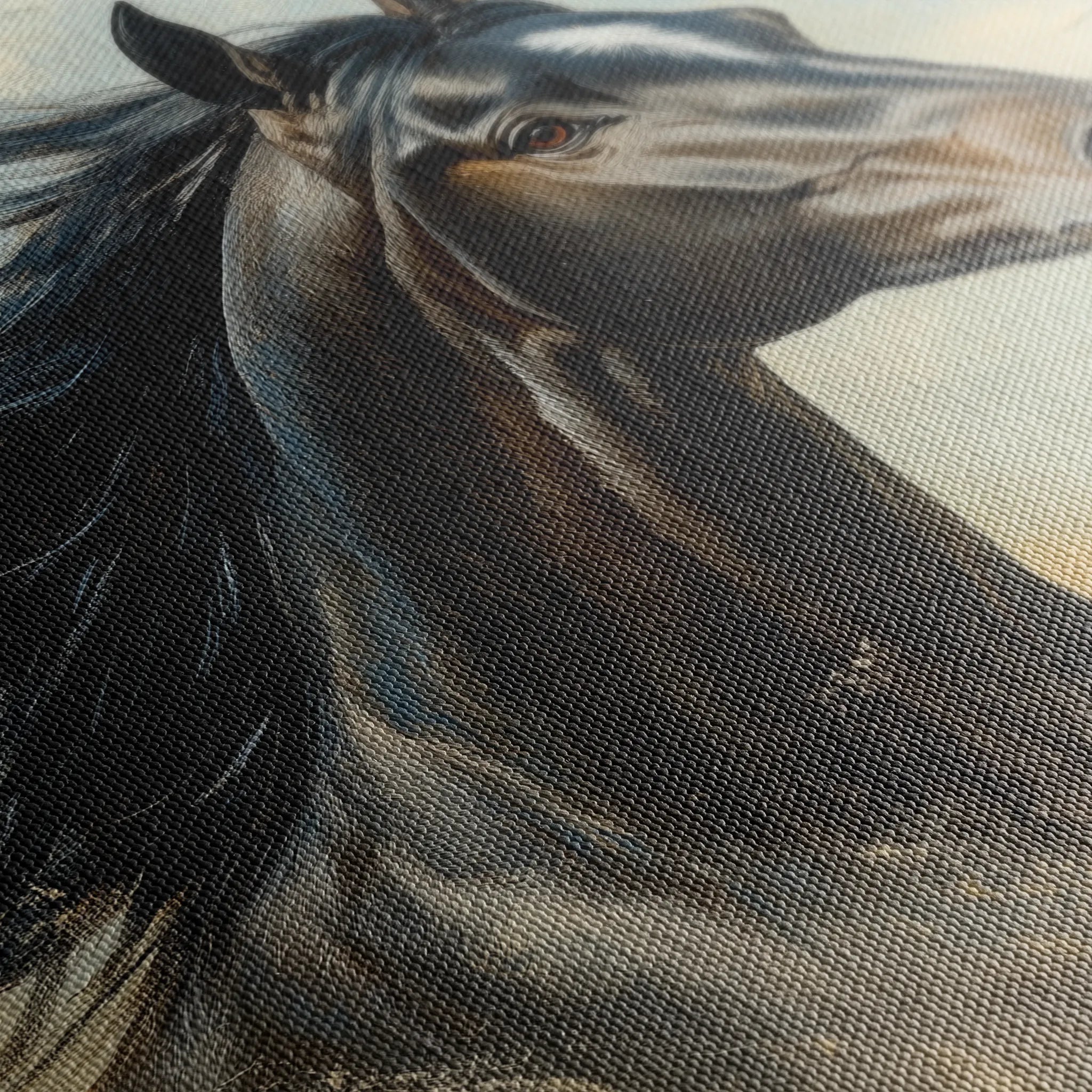 Horses 188 Canvas Art 60 x 40 cm / Black