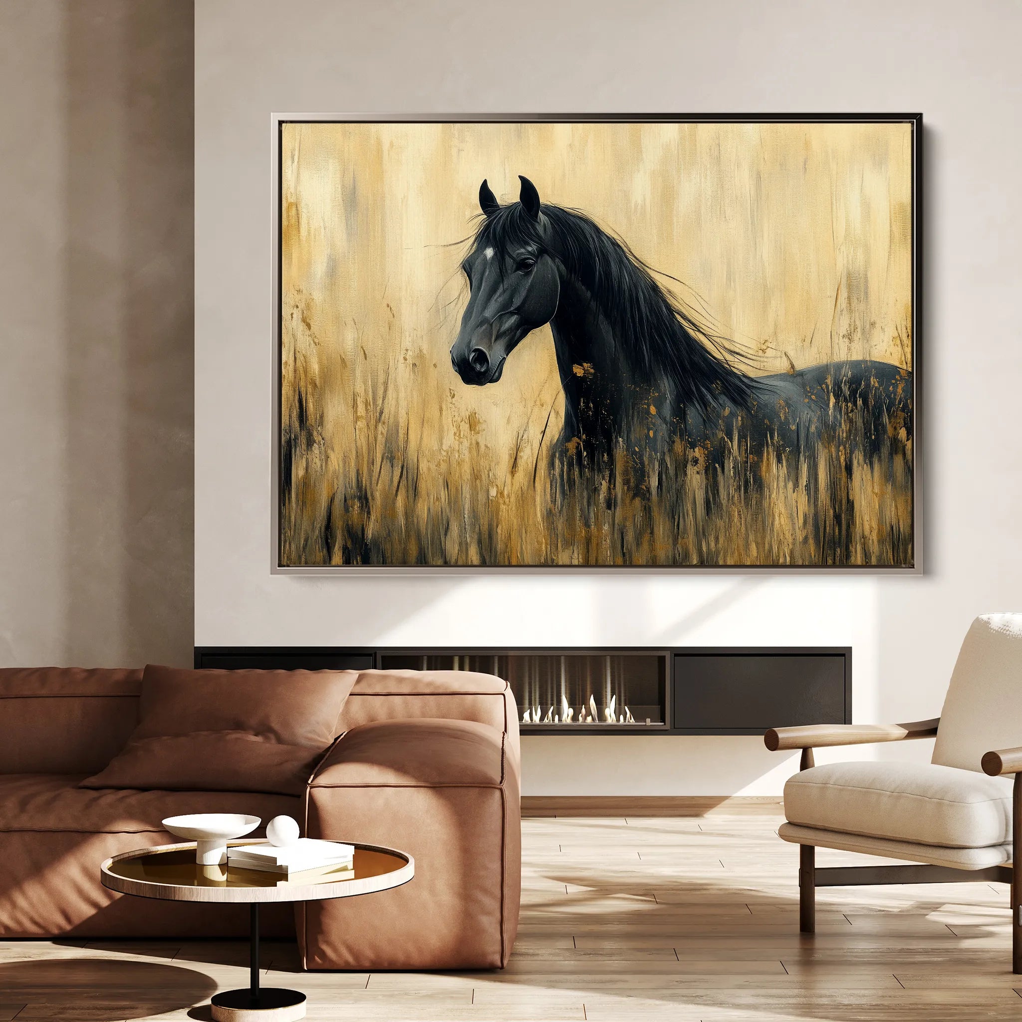 Horses 189 Canvas Art 60 x 40 cm / Black