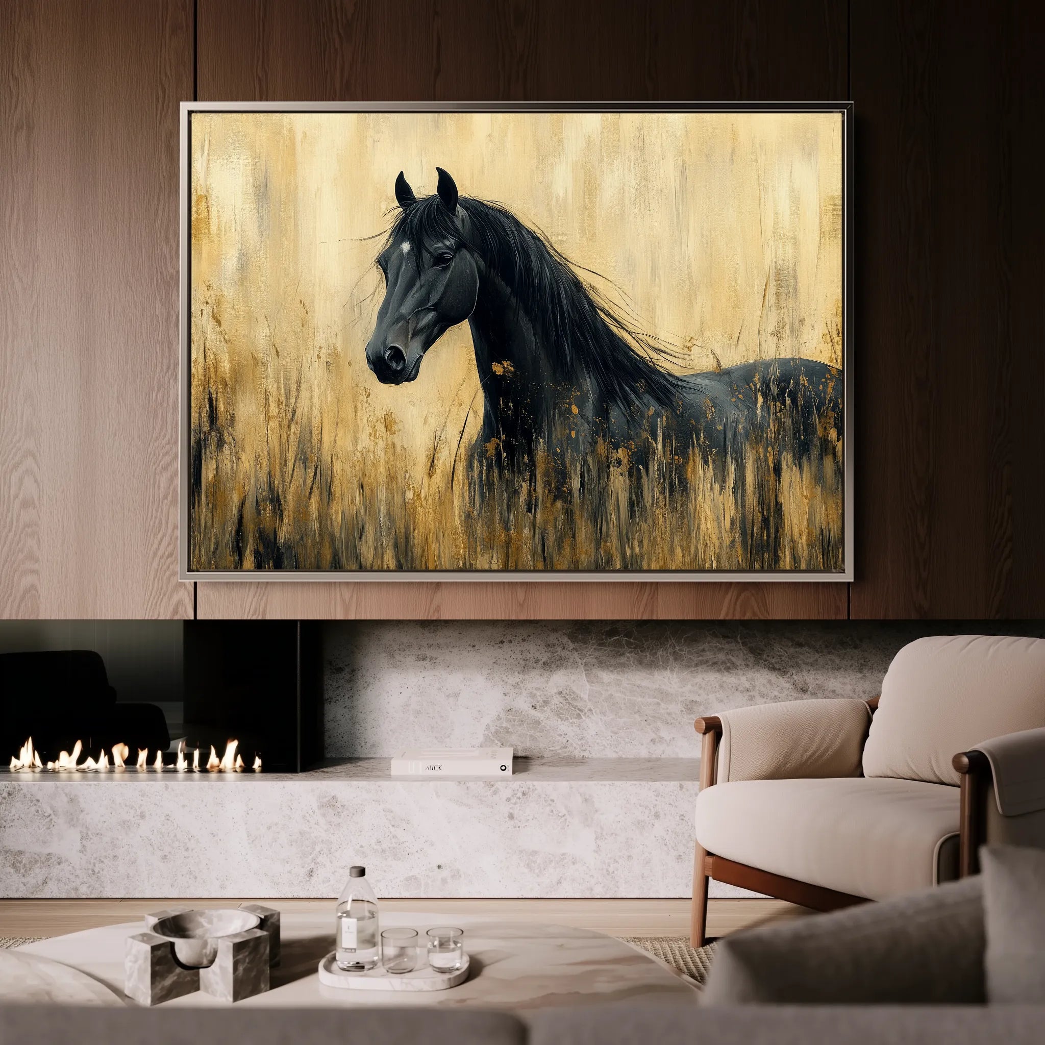 Horses 189 Canvas Art 60 x 40 cm / Black