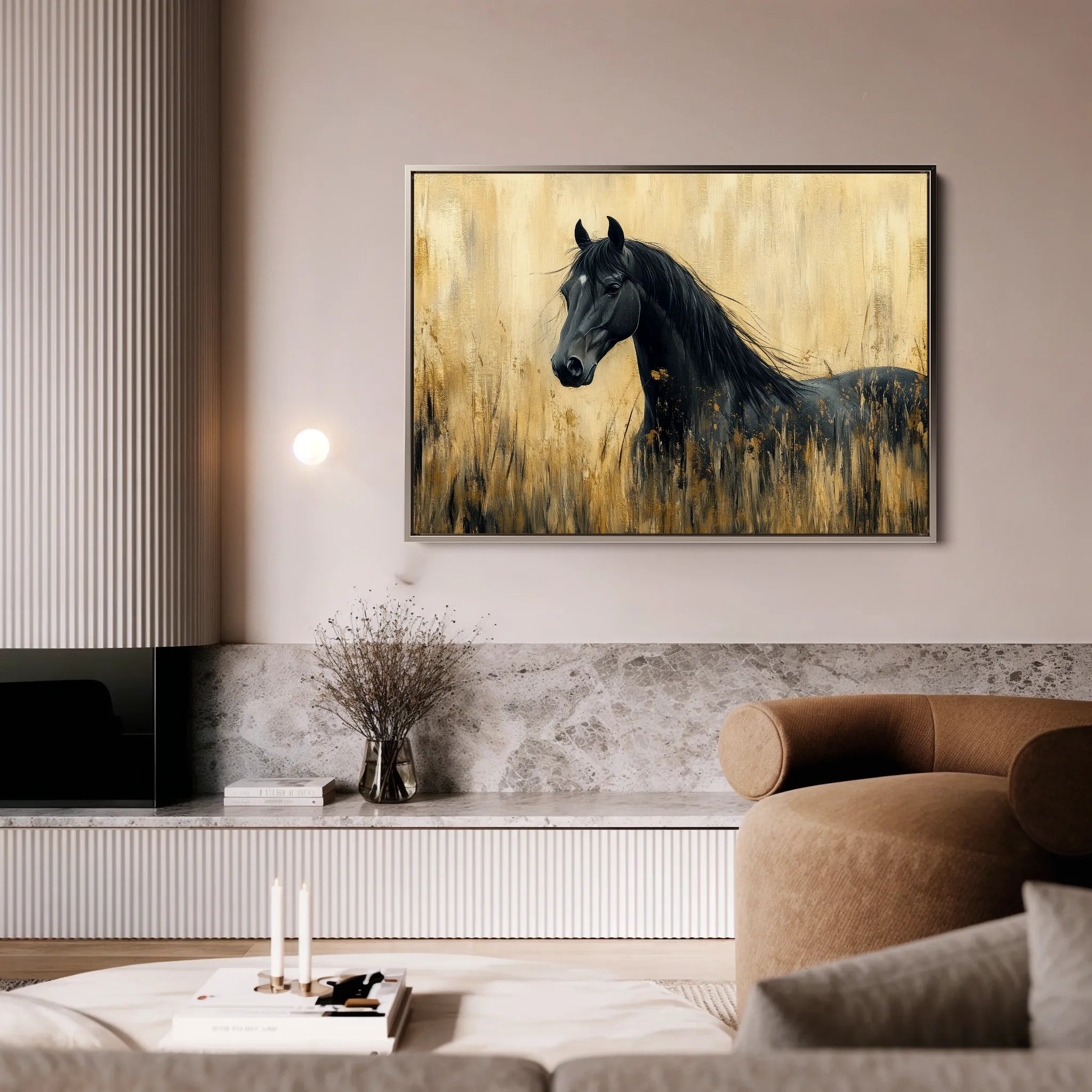 Horses 189 Canvas Art 60 x 40 cm / Black