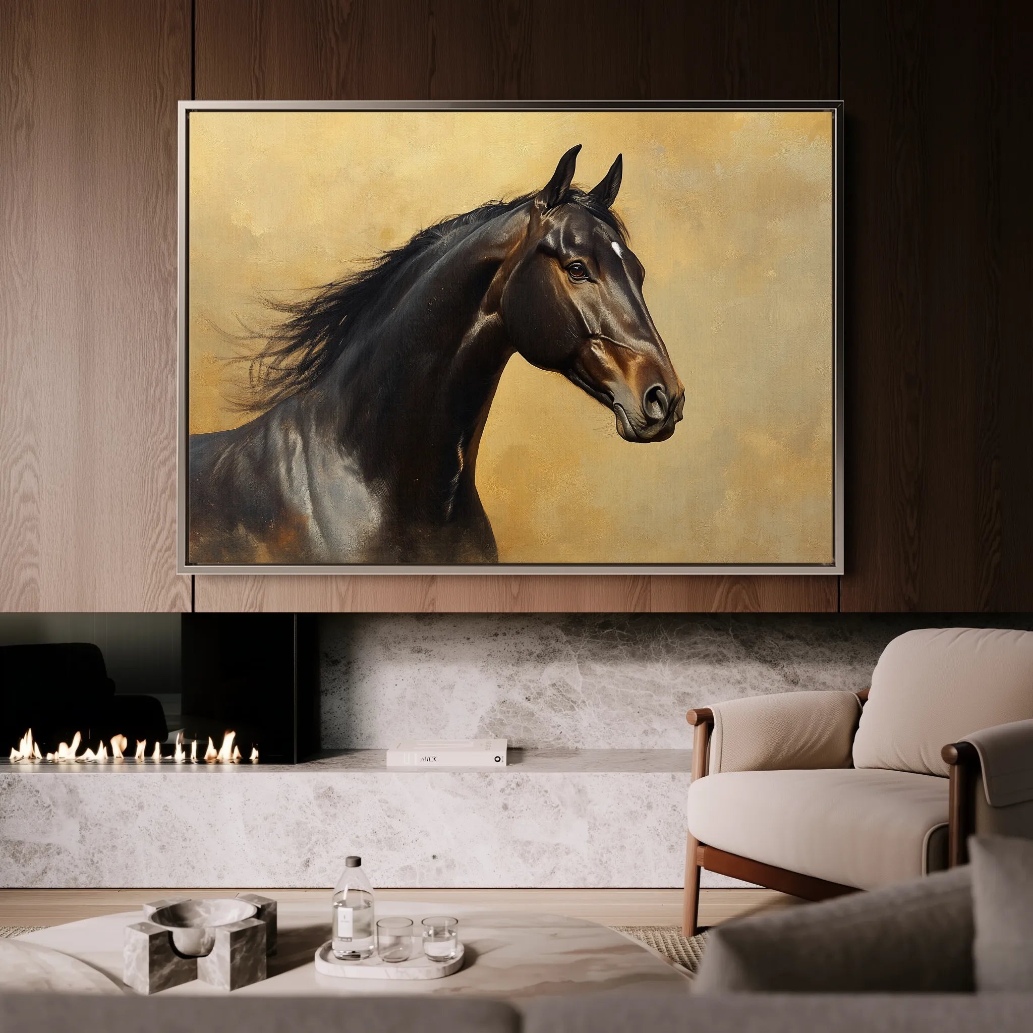 Horses 190 Canvas Art 60 x 40 cm / Black