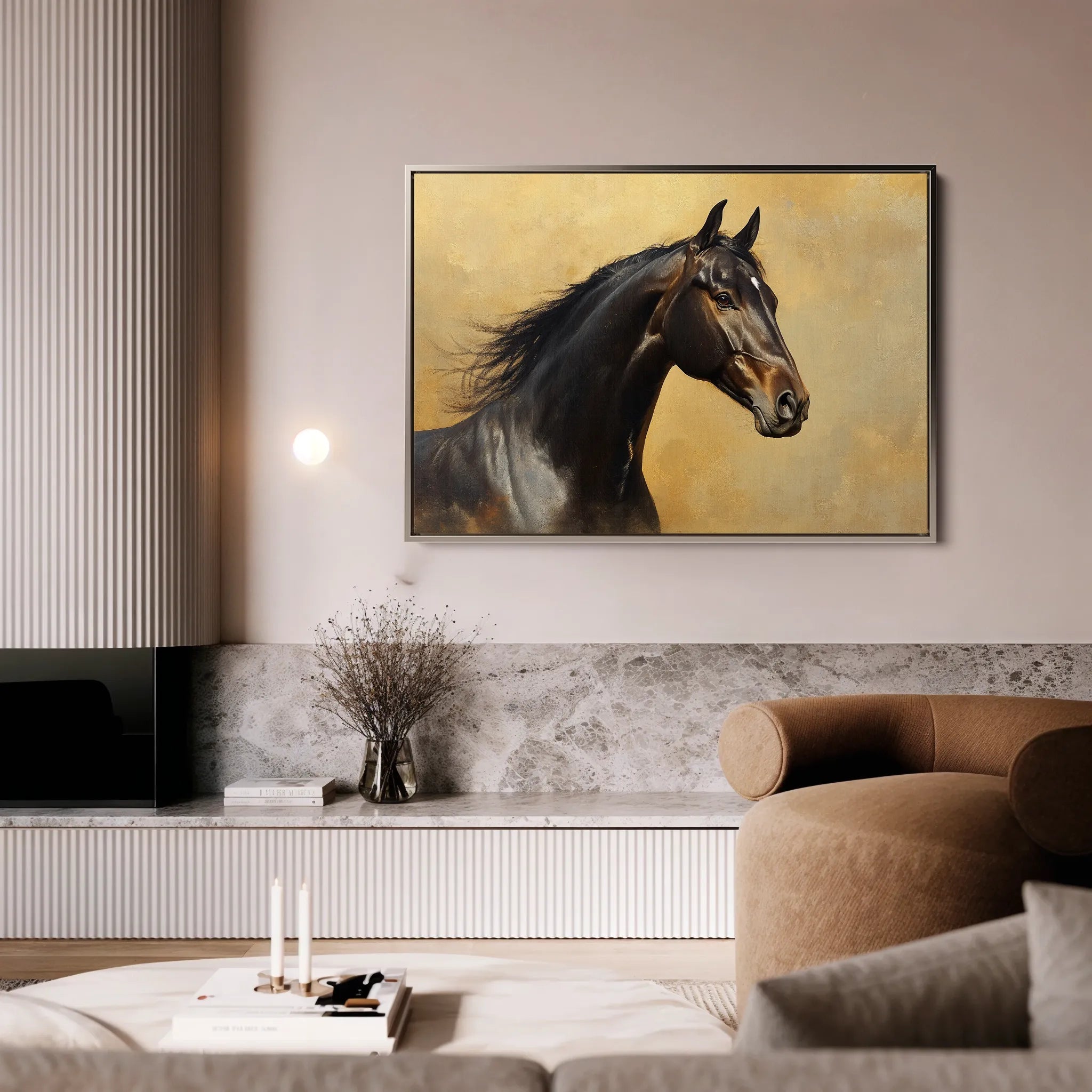 Horses 190 Canvas Art 60 x 40 cm / Black