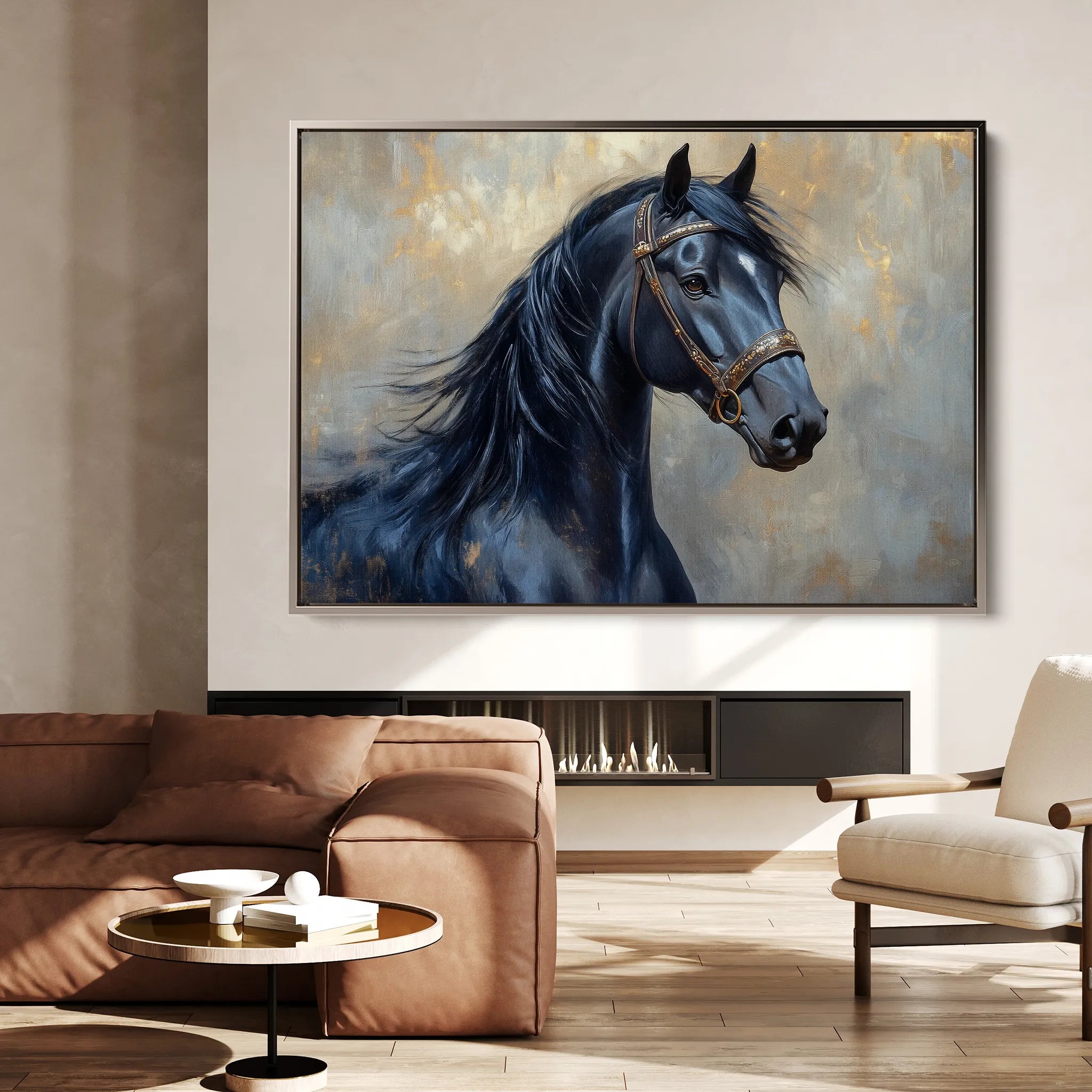 Horses 191 Canvas Art 60 x 40 cm / Black