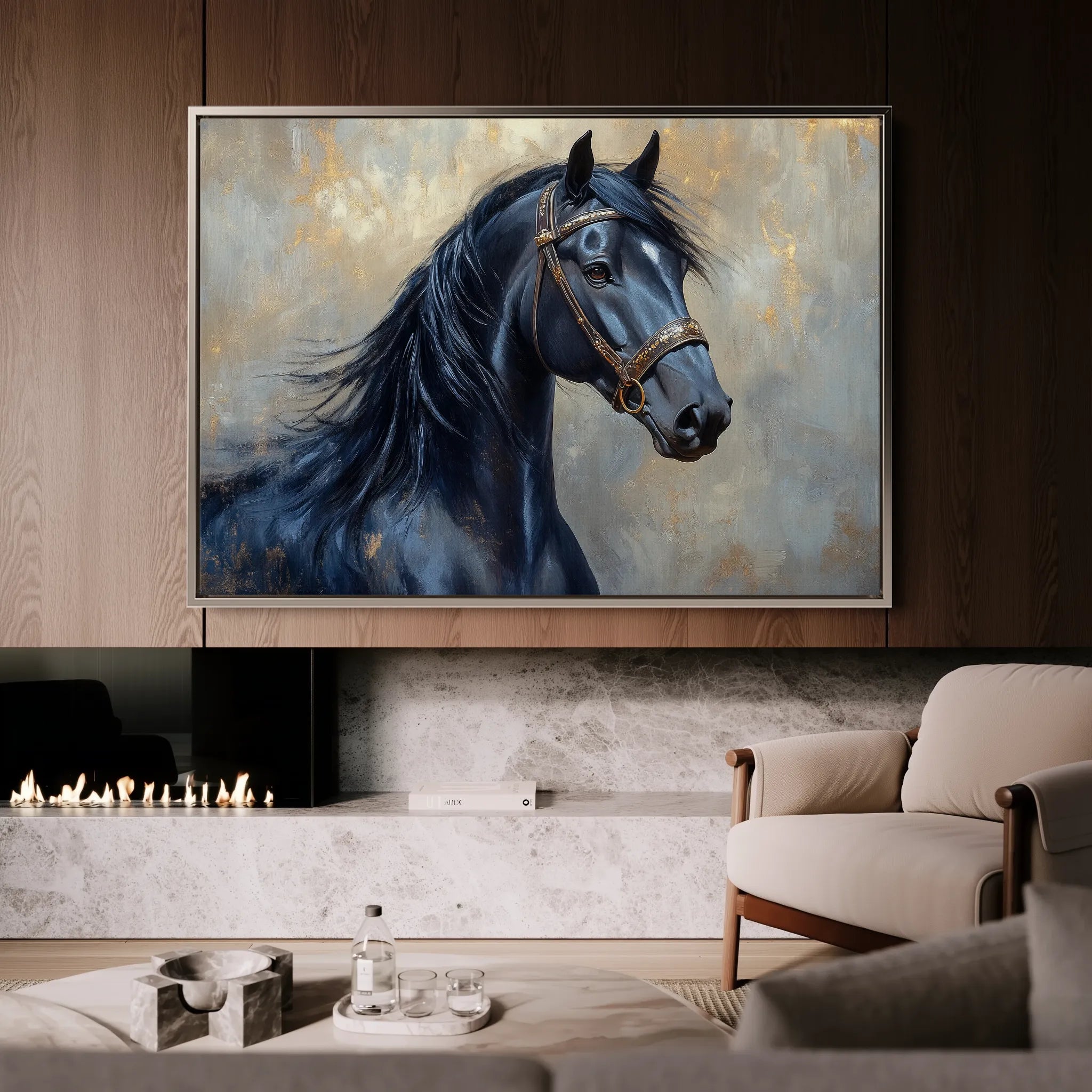 Horses 191 Canvas Art 60 x 40 cm / Black