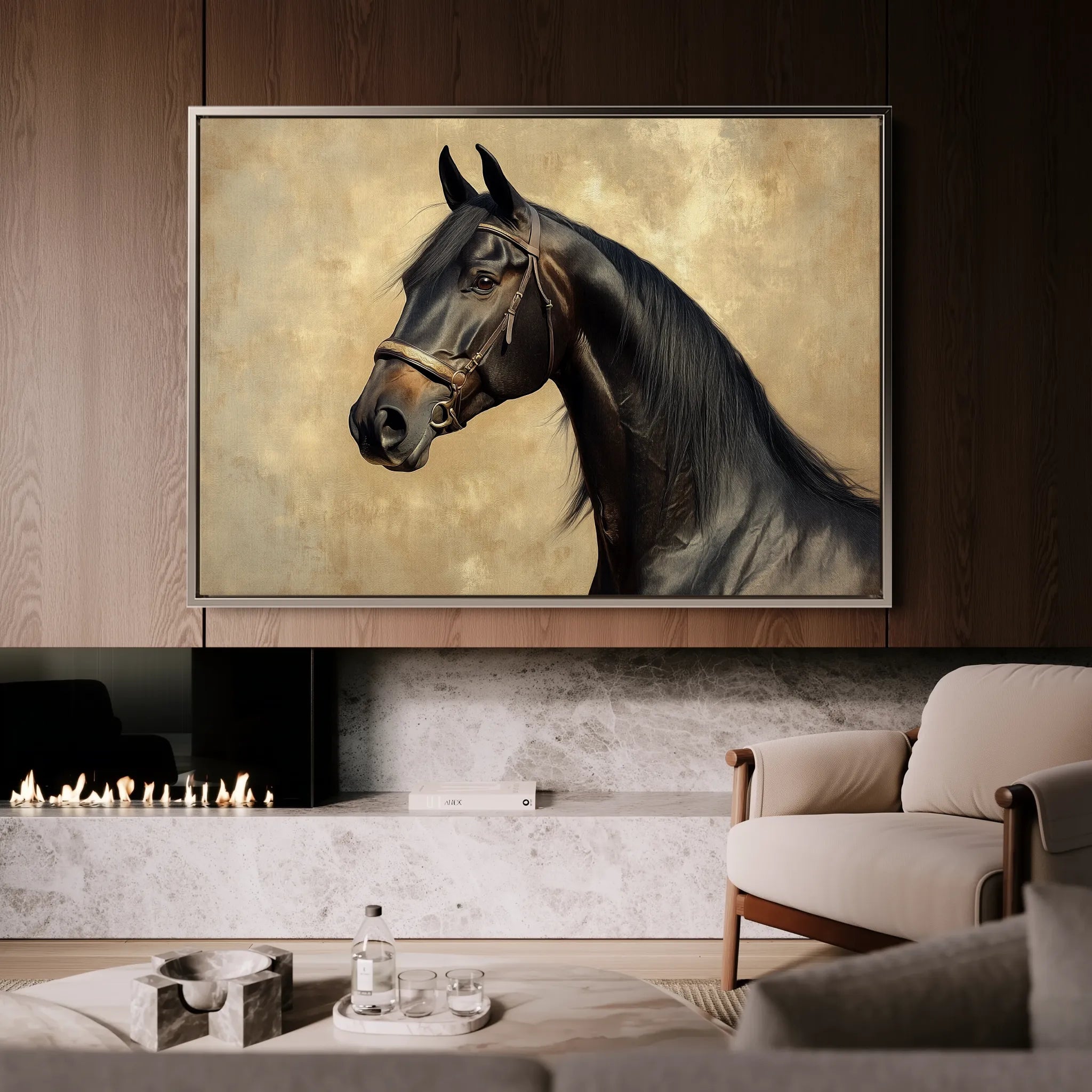 Horses 192 Canvas Art 60 x 40 cm / Black