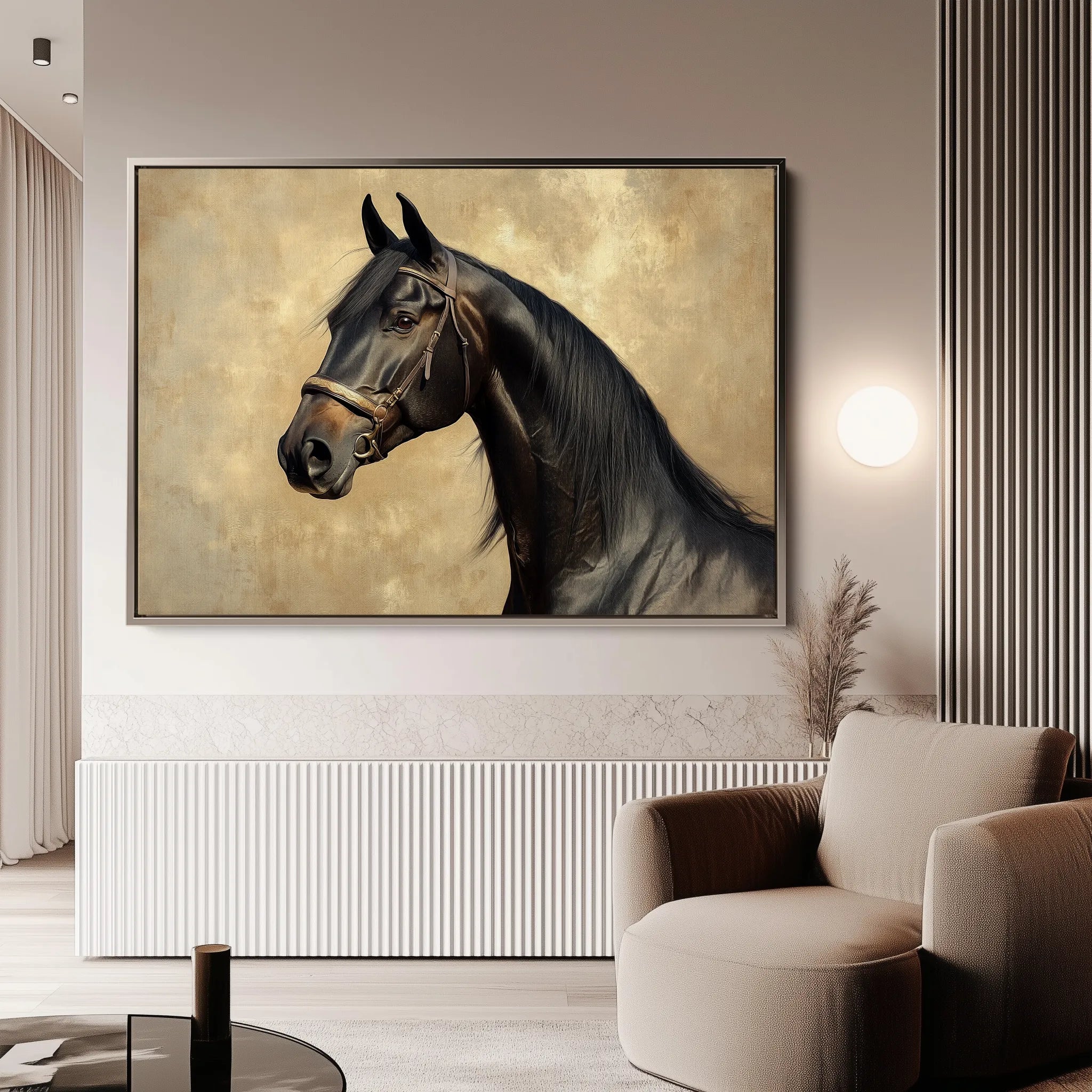 Horses 192 Canvas Art 60 x 40 cm / Black