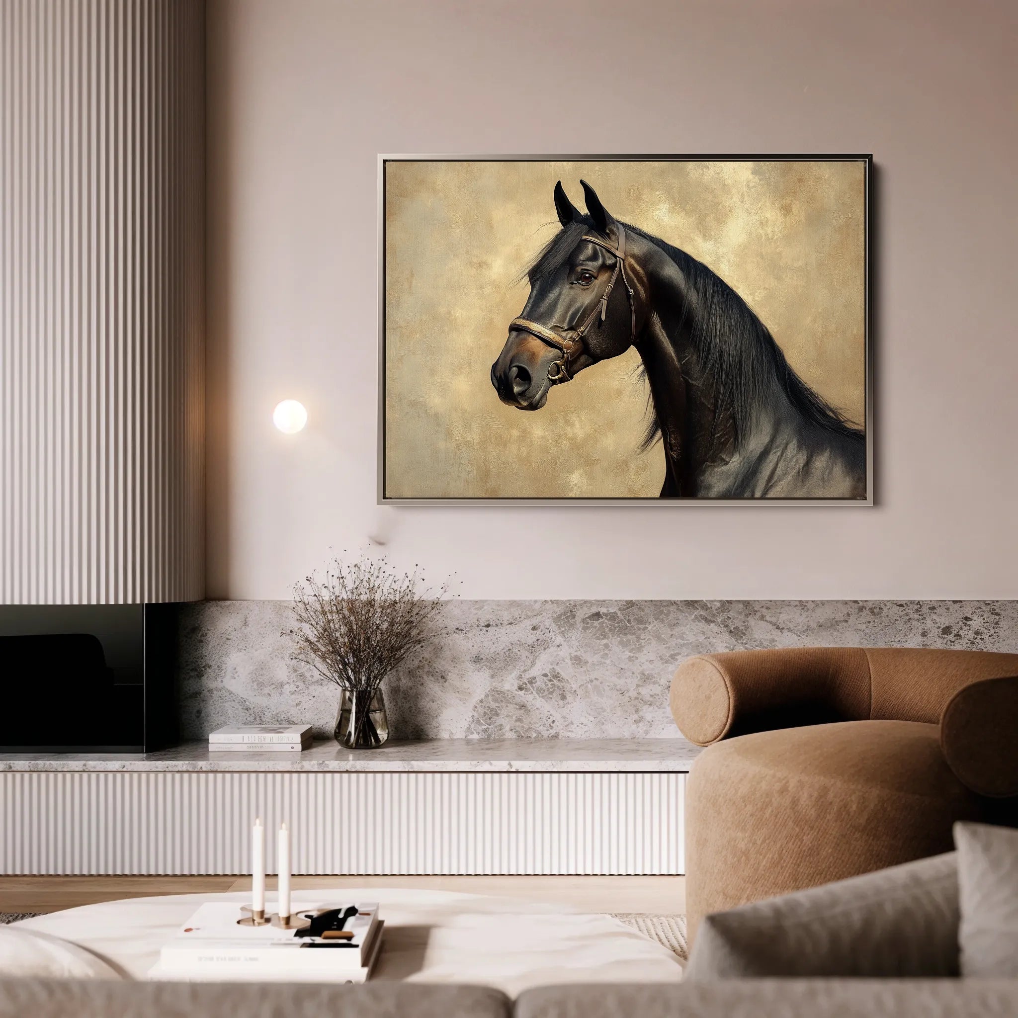 Horses 192 Canvas Art 60 x 40 cm / Black