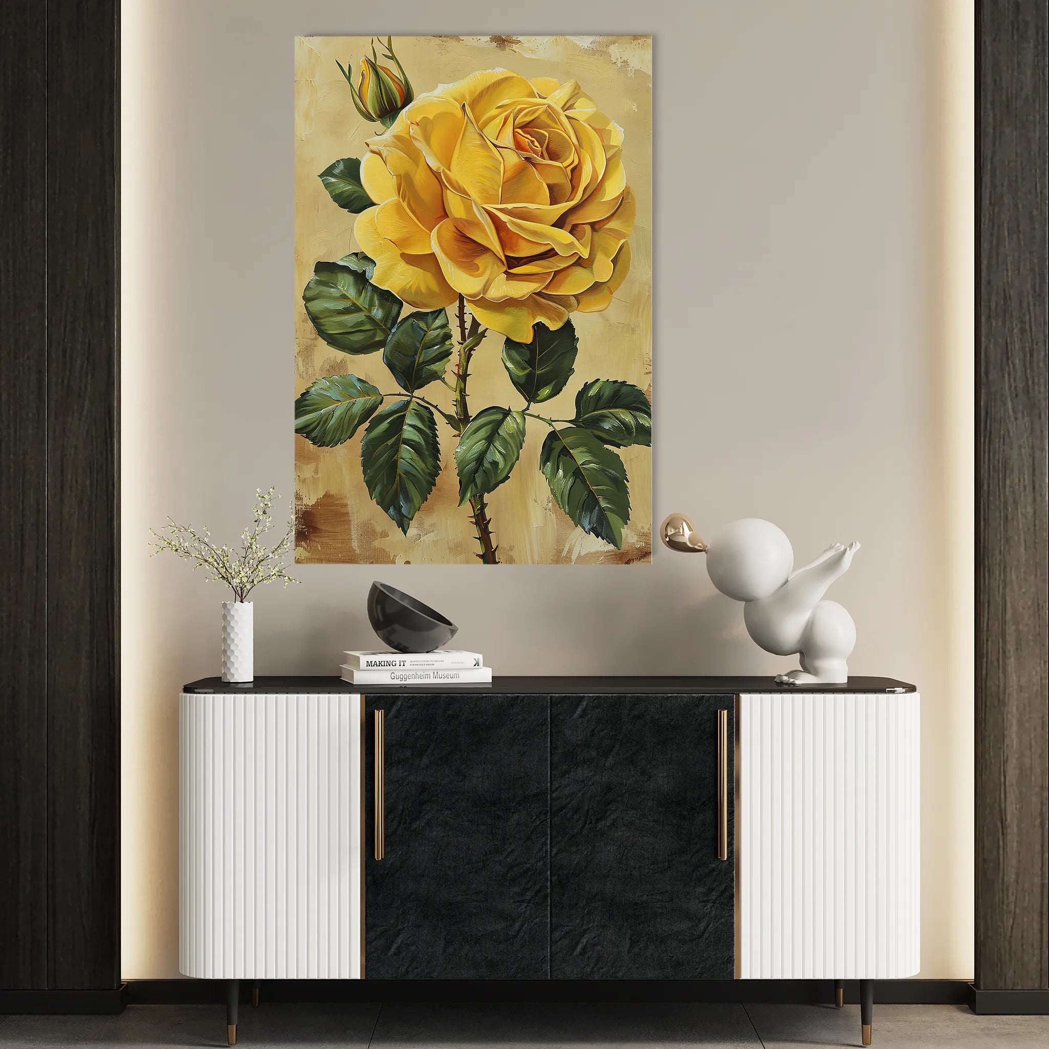 Floral 193 Canvas Art 60 x 40 cm / Black