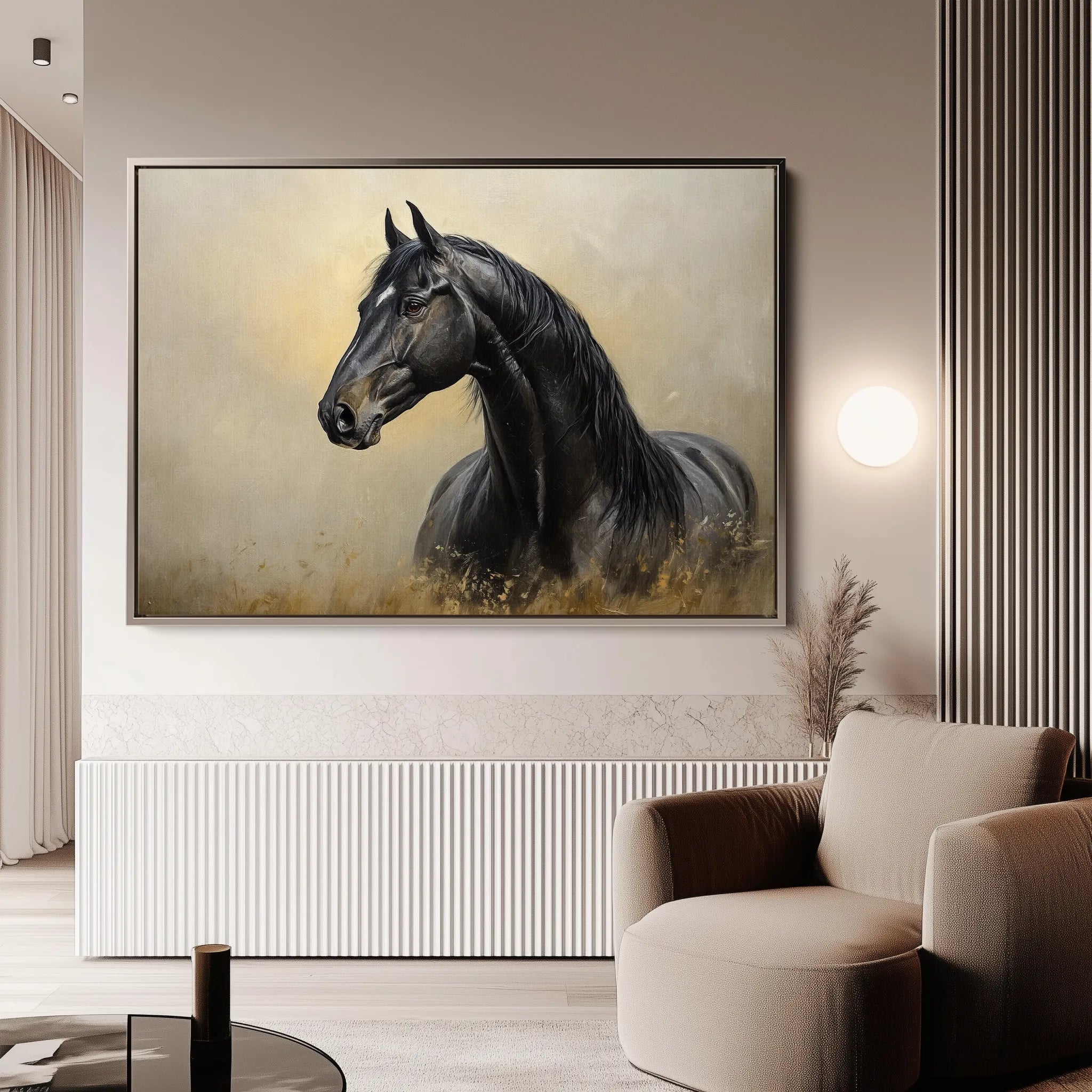 Horses 193 Canvas Art 60 x 40 cm / Black