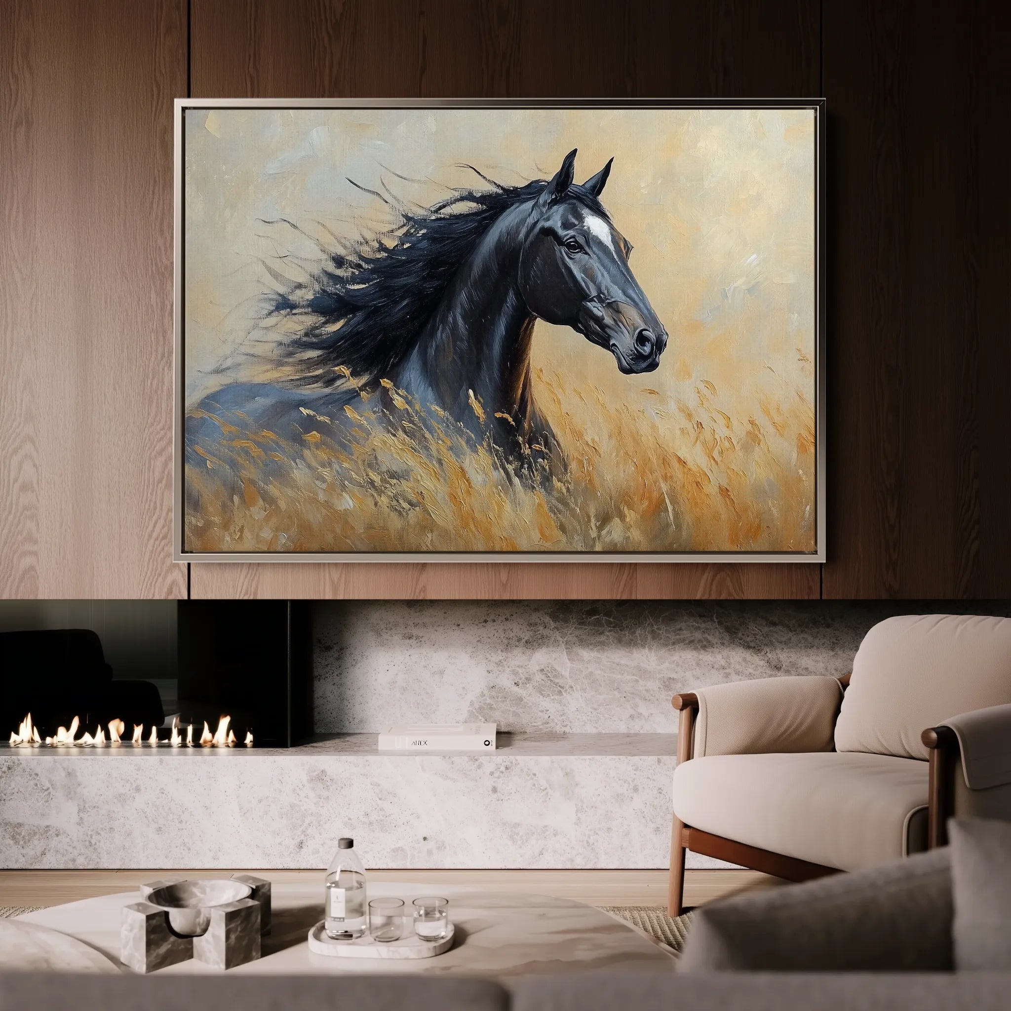 Horses 194 Canvas Art 60 x 40 cm / Black