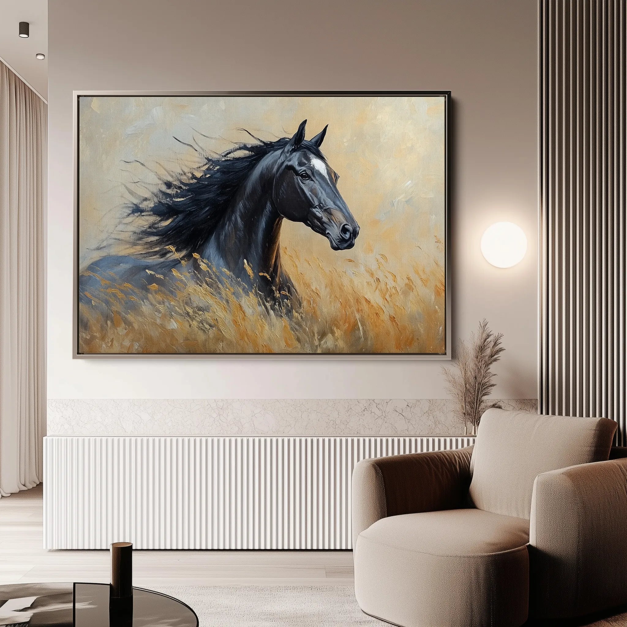Horses 194 Canvas Art 60 x 40 cm / Black
