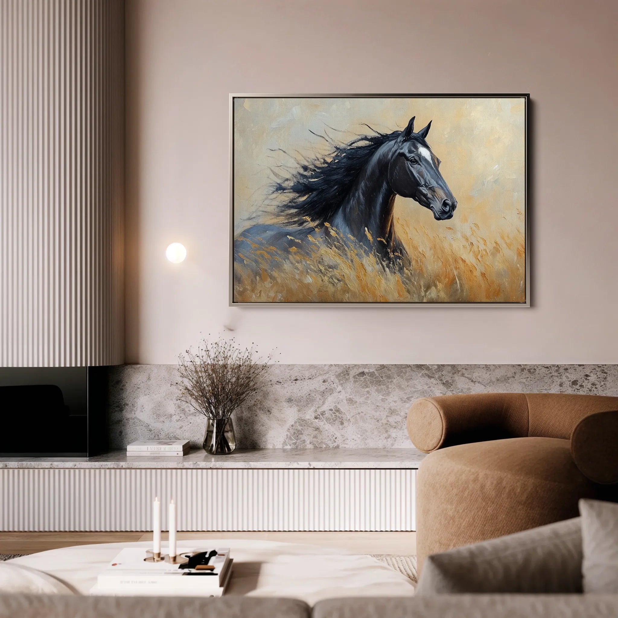 Horses 194 Canvas Art 60 x 40 cm / Black