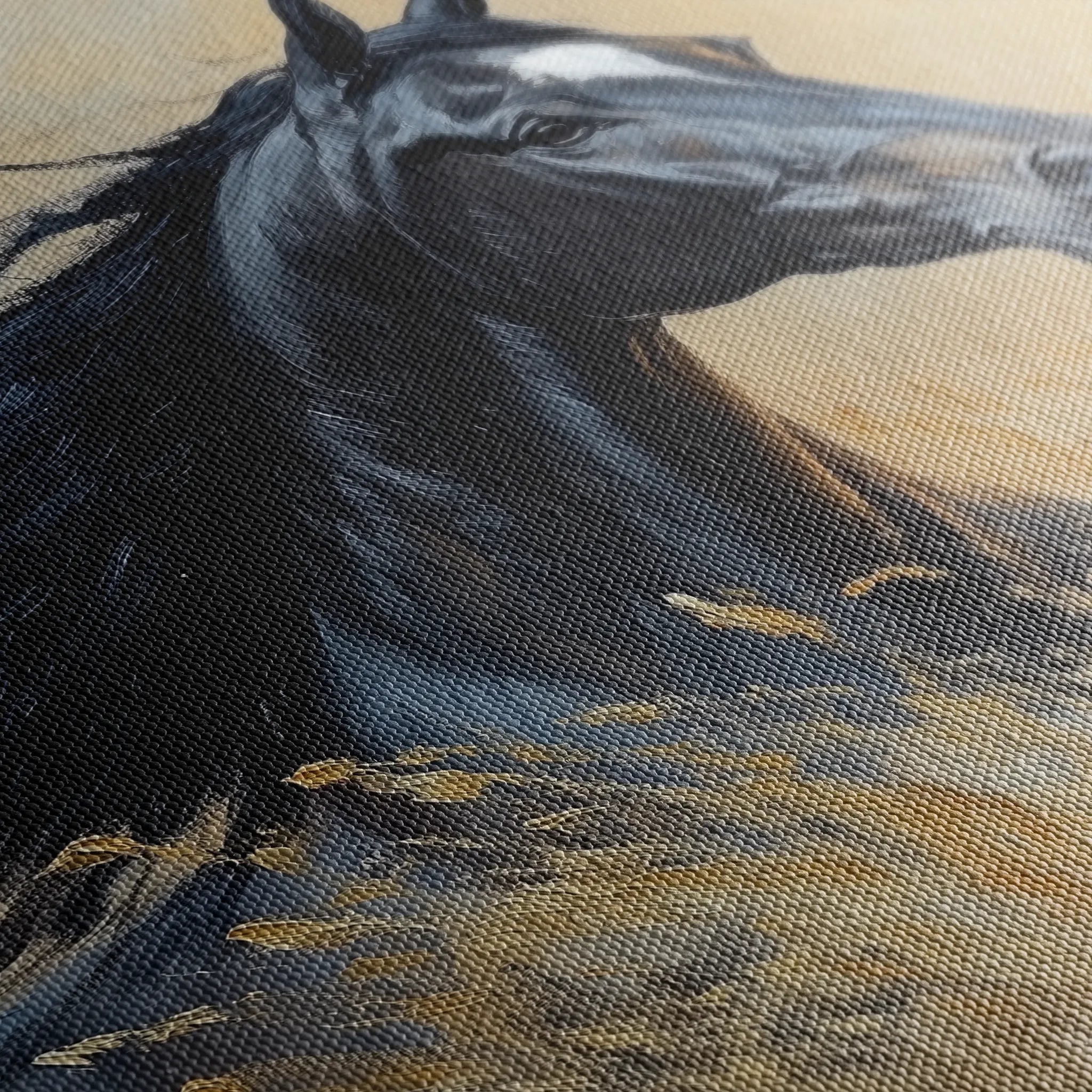 Horses 194 Canvas Art 60 x 40 cm / Black