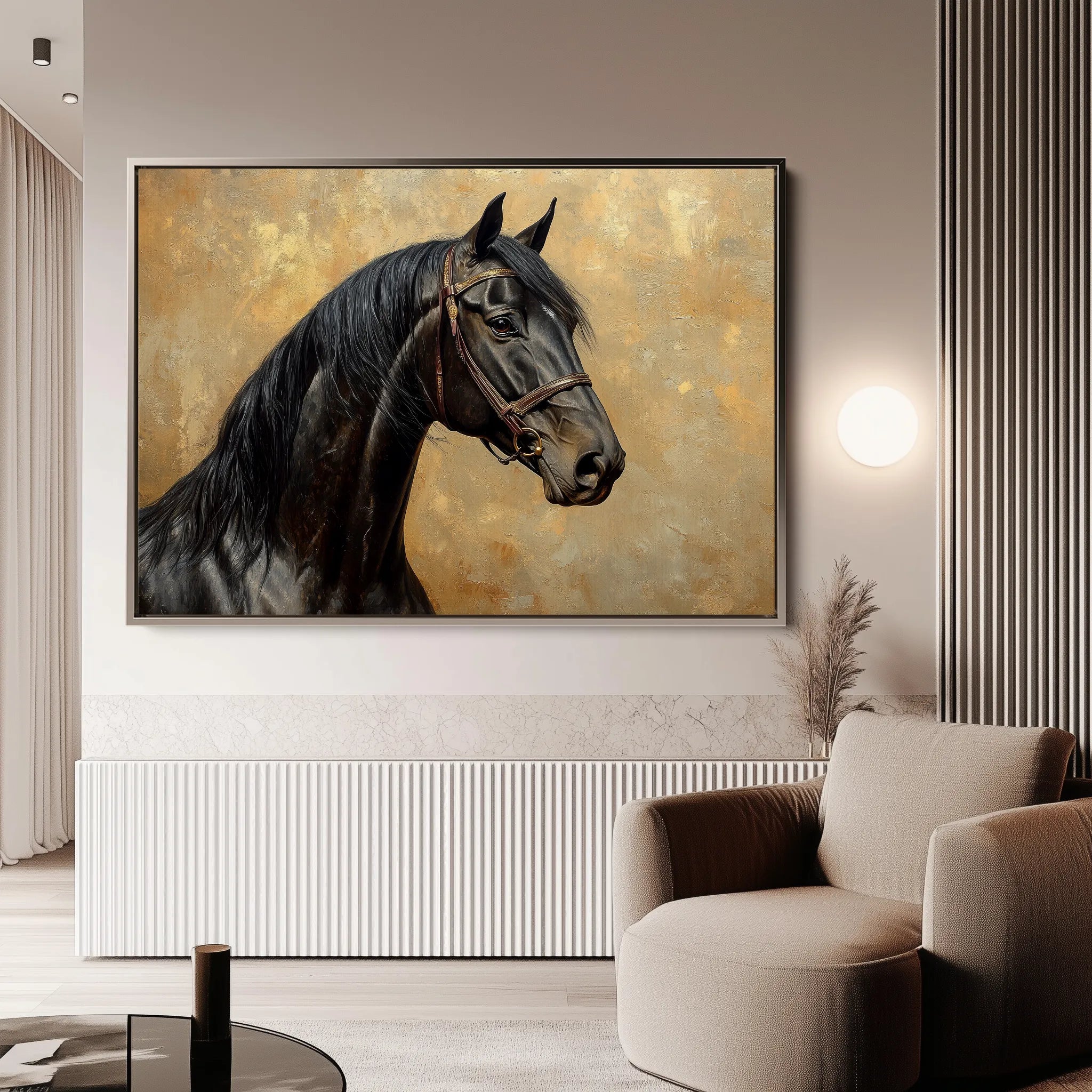 Horses 195 Canvas Art 60 x 40 cm / Black