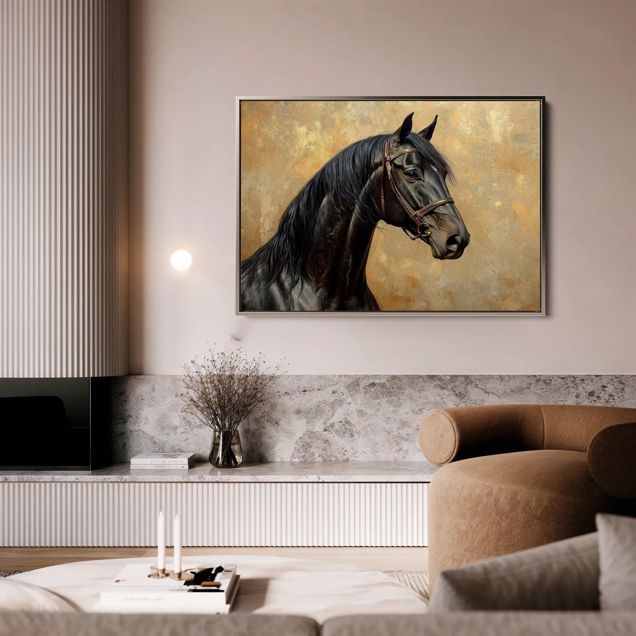 Horses 195 Canvas Art 60 x 40 cm / Black