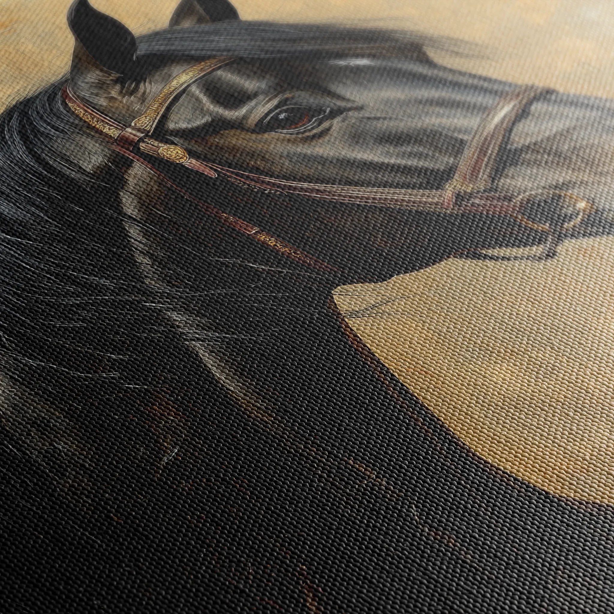 Horses 195 Canvas Art 60 x 40 cm / Black