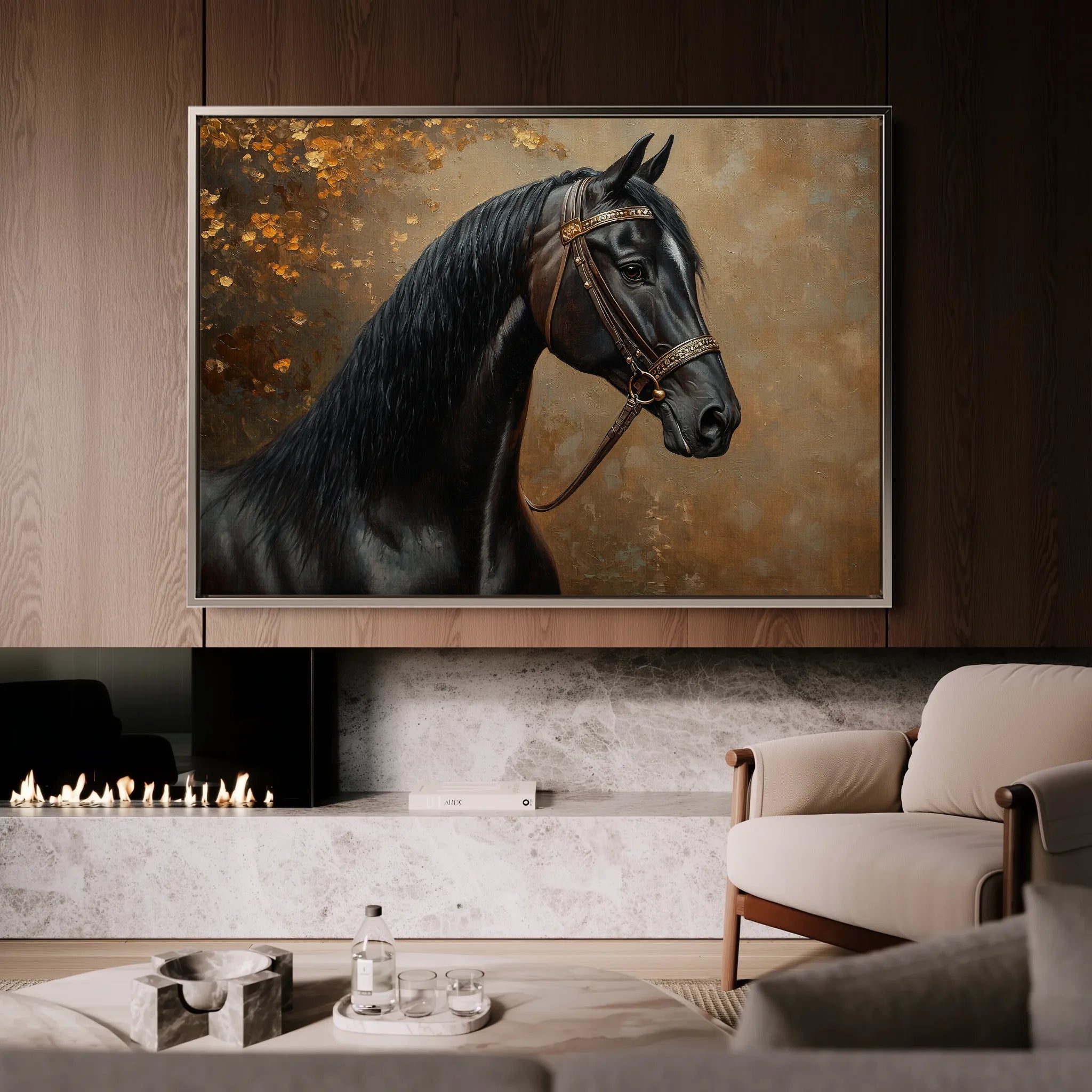 Horses 196 Canvas Art 60 x 40 cm / Black