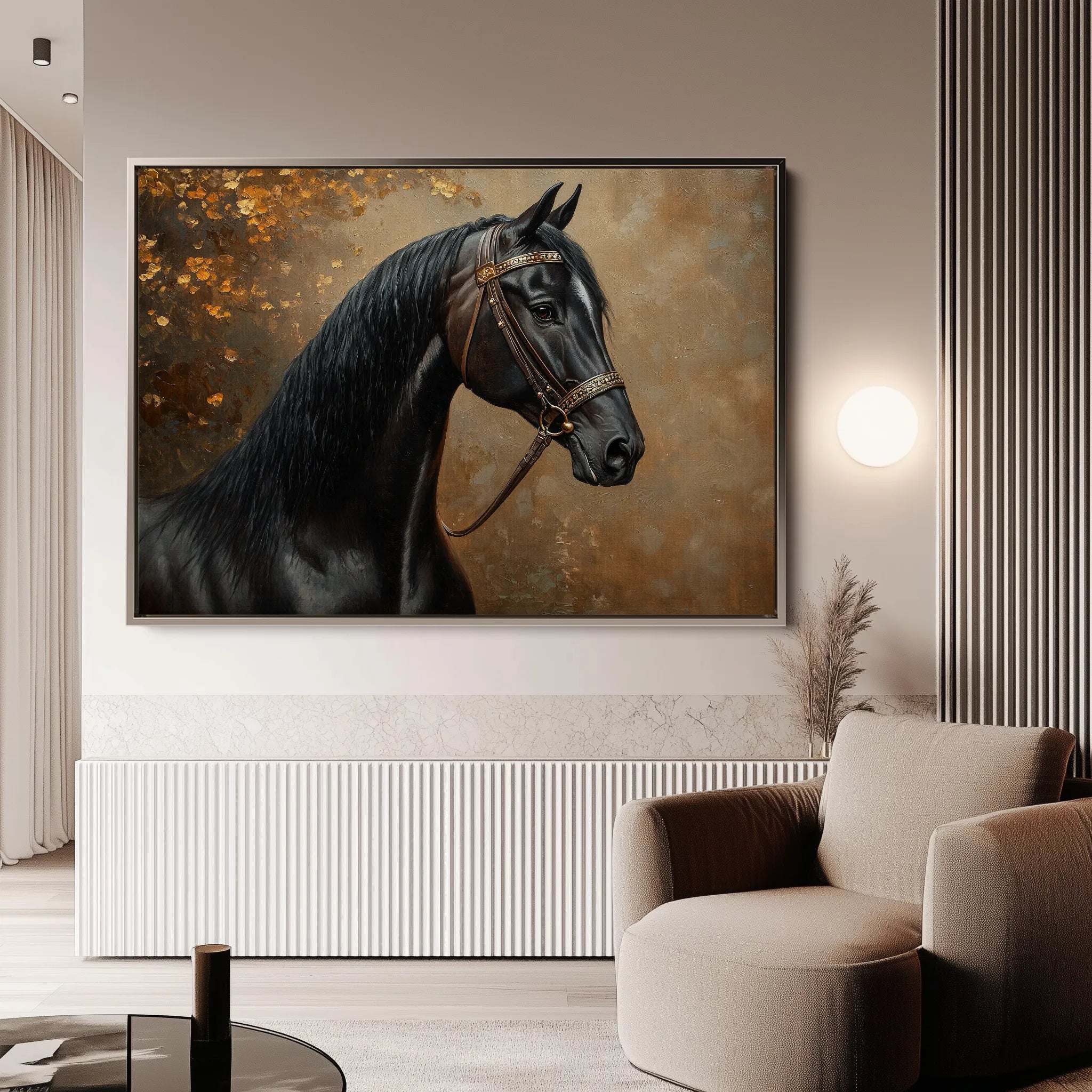 Horses 196 Canvas Art 60 x 40 cm / Black